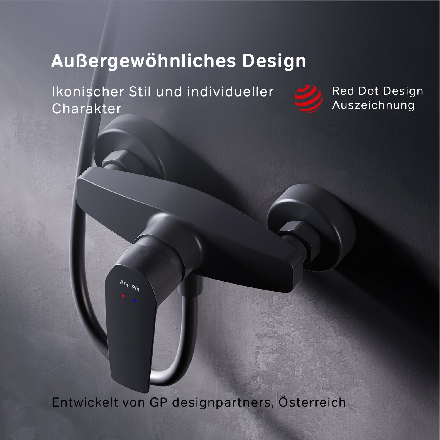 FGA20022 Duscharmatur Gem Brausearmatur Mischbatterie Dusche, Schwarz ampm-store.de