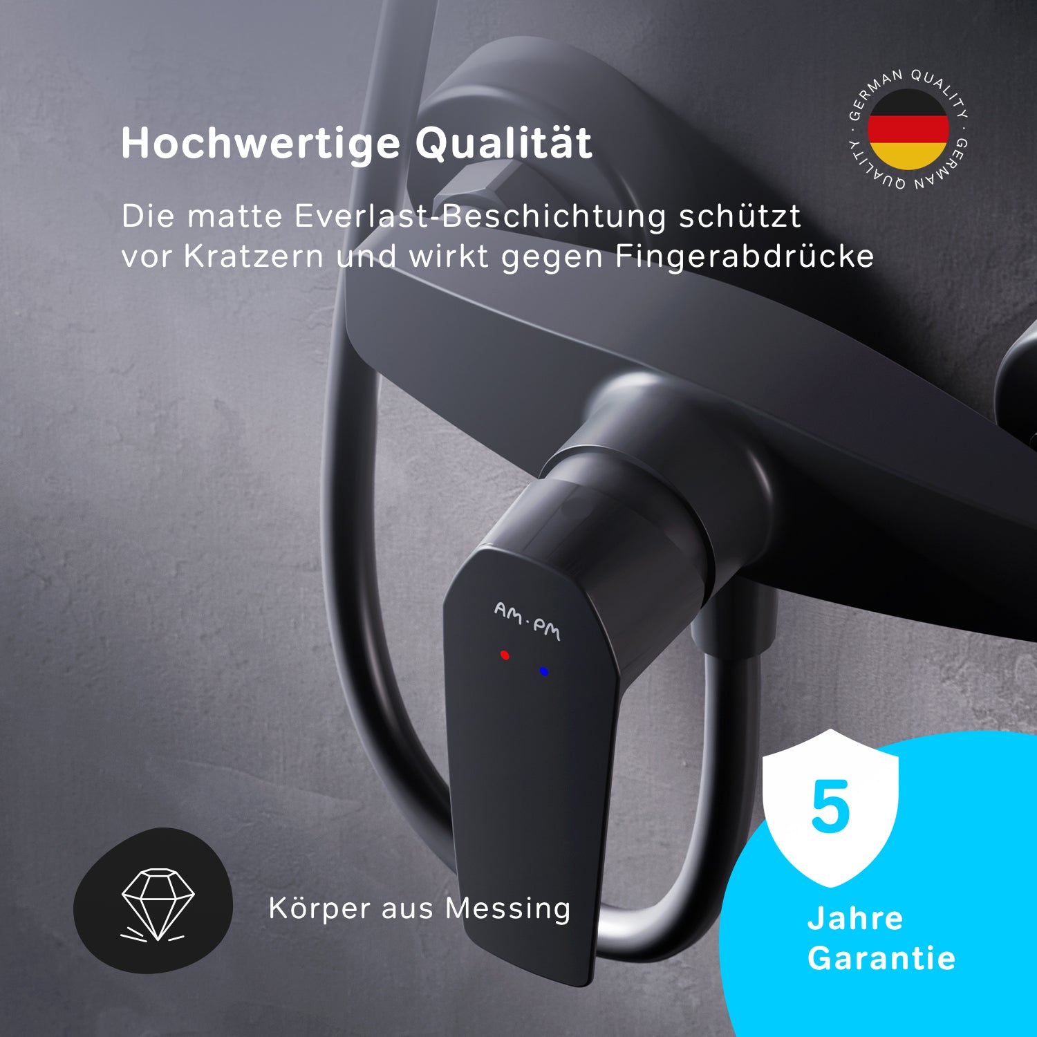 FGA20022 Duscharmatur Gem Brausearmatur Mischbatterie Dusche, Schwarz ampm-store.de