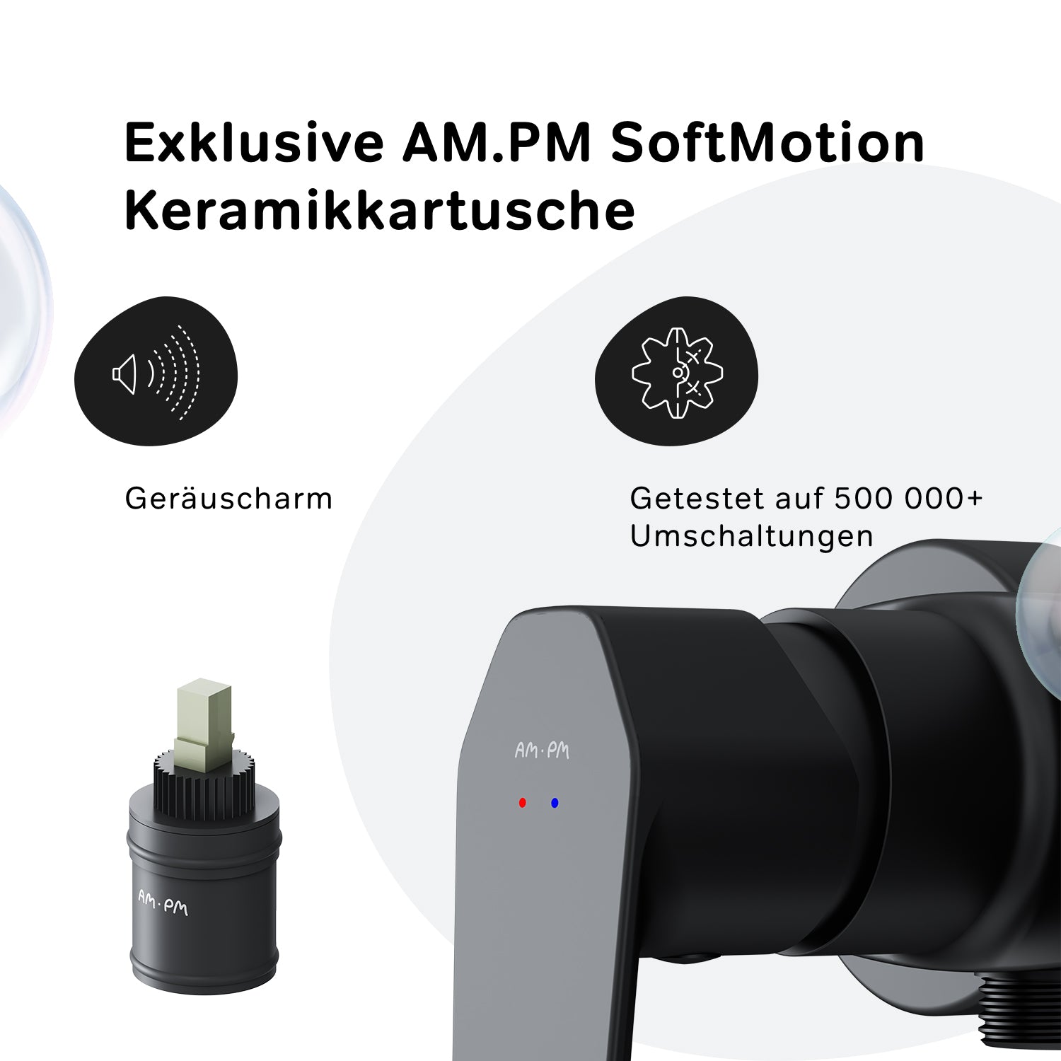 FGA20022 Duscharmatur Gem Brausearmatur Mischbatterie Dusche, Schwarz ampm-store.de