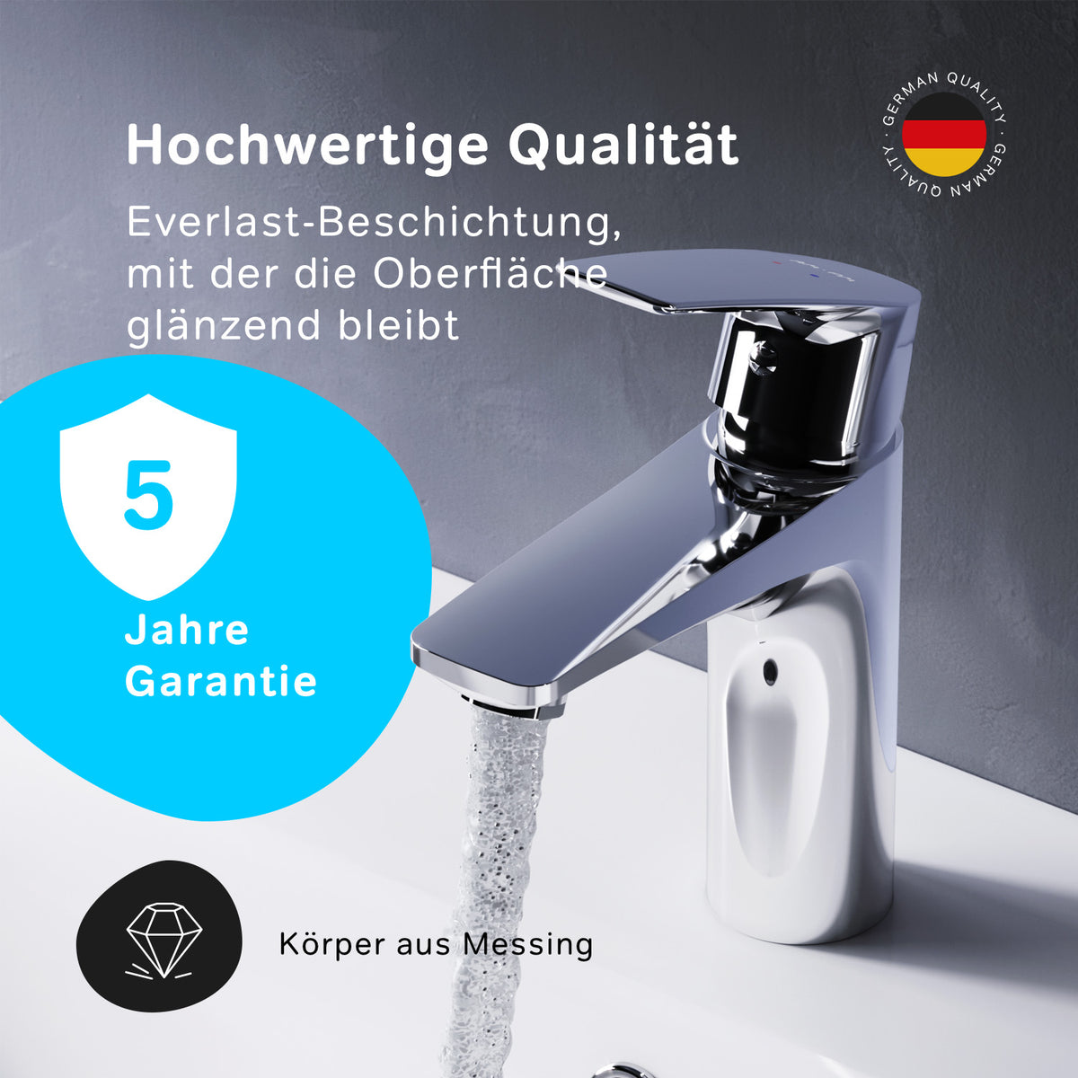 FGA82100 Bad Armatur Gem Waschtischarmatur mit Klick-Ablaufgarnitur Wasserhahn ampm-store.de
