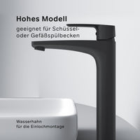 FGA92222 Gem Einhebel-Waschtischarmatur Hoch mit Klick-Ablaufgarnitur, schwarz | Online Store von AM.PM