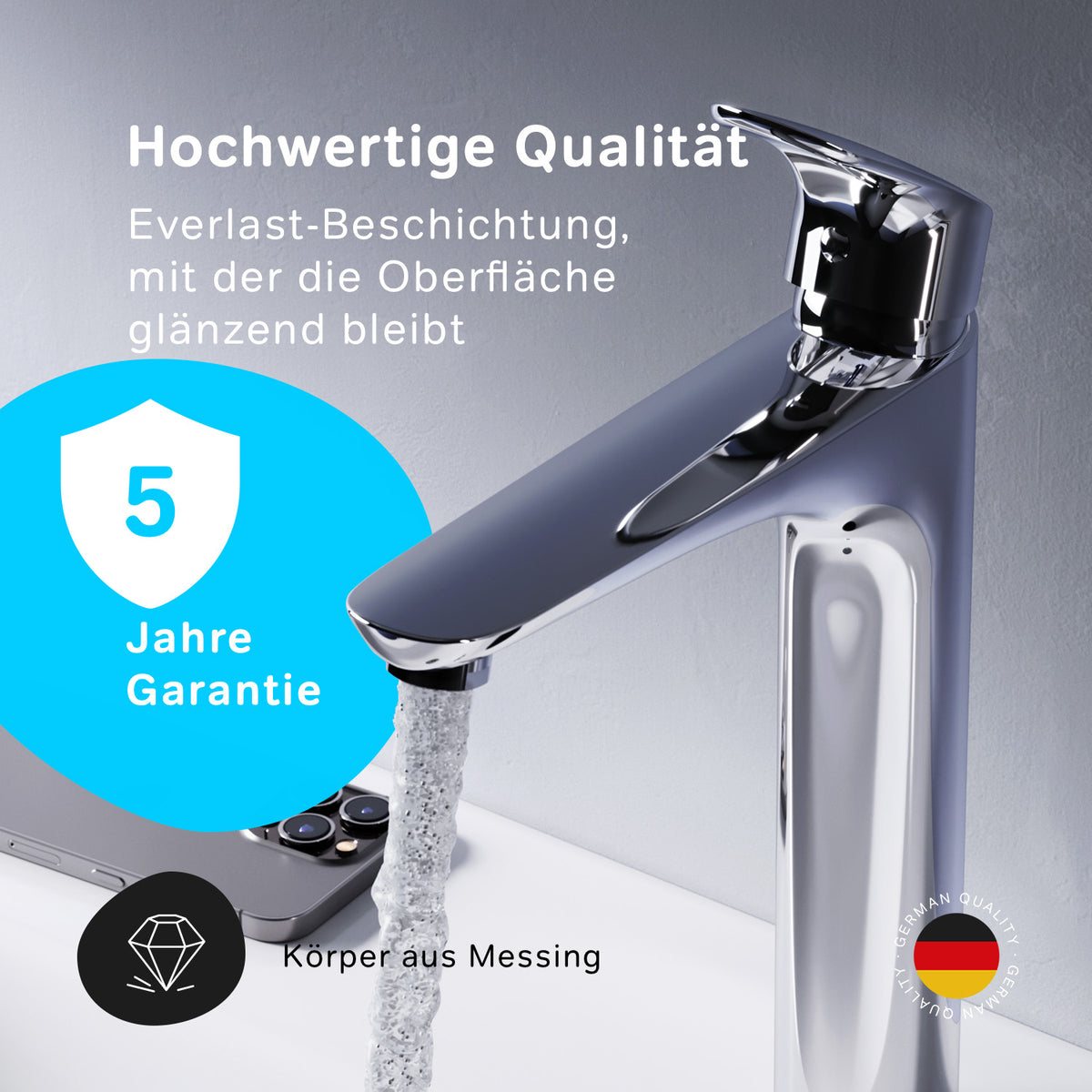FLA92000 Bad Armatur Like Waschtischarmatur mit hohem Auslauf Wasserhahn ampm-store.de