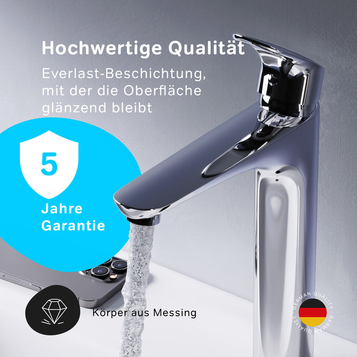 FLA92000 Bad Armatur Like Waschtischarmatur mit hohem Auslauf Wasserhahn ampm-store.de