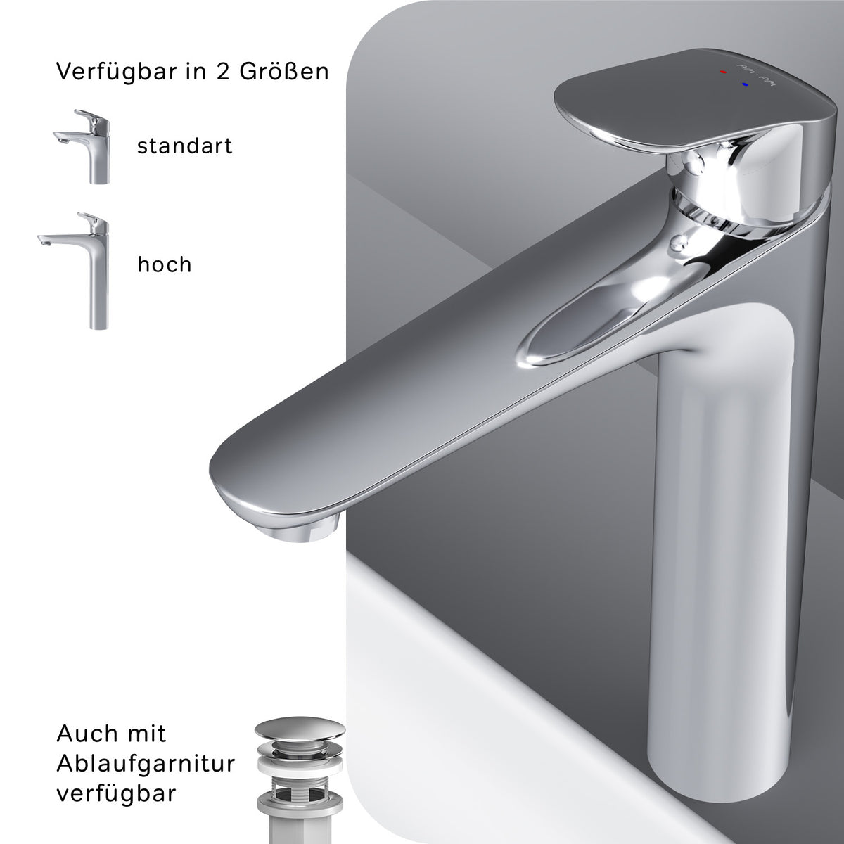 FLA92000 Bad Armatur Like Waschtischarmatur mit hohem Auslauf Wasserhahn ampm-store.de