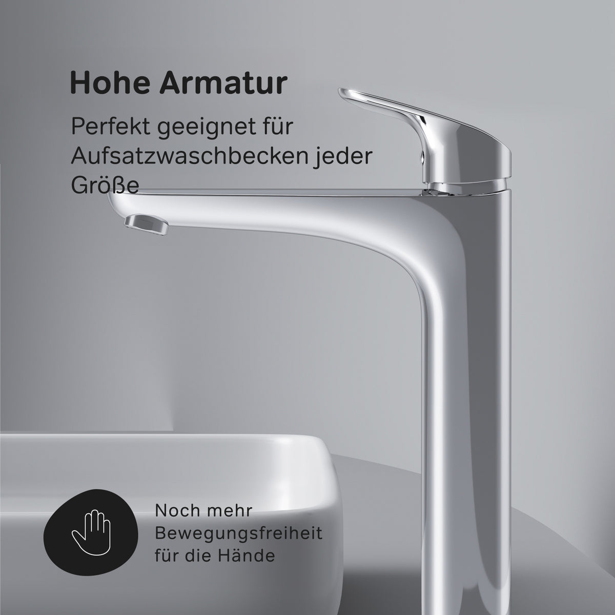 FLA92000 Bad Armatur Like Waschtischarmatur mit hohem Auslauf Wasserhahn ampm-store.de