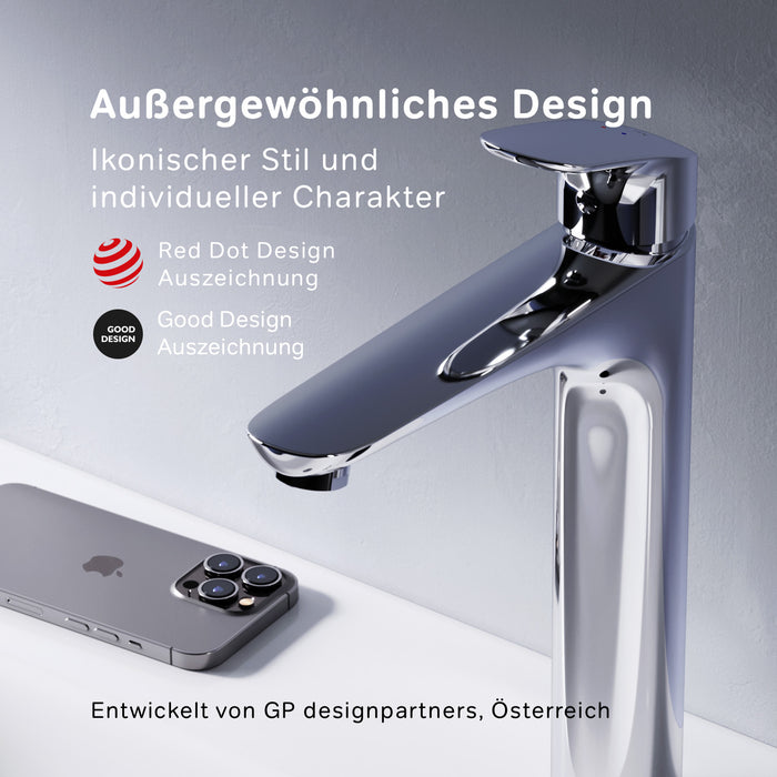 FLA92200 Like Einhebel-Waschtischarmatur Hoch mit Klick-Ablaufgarnitur, Chrom | Online Store von AM.PM