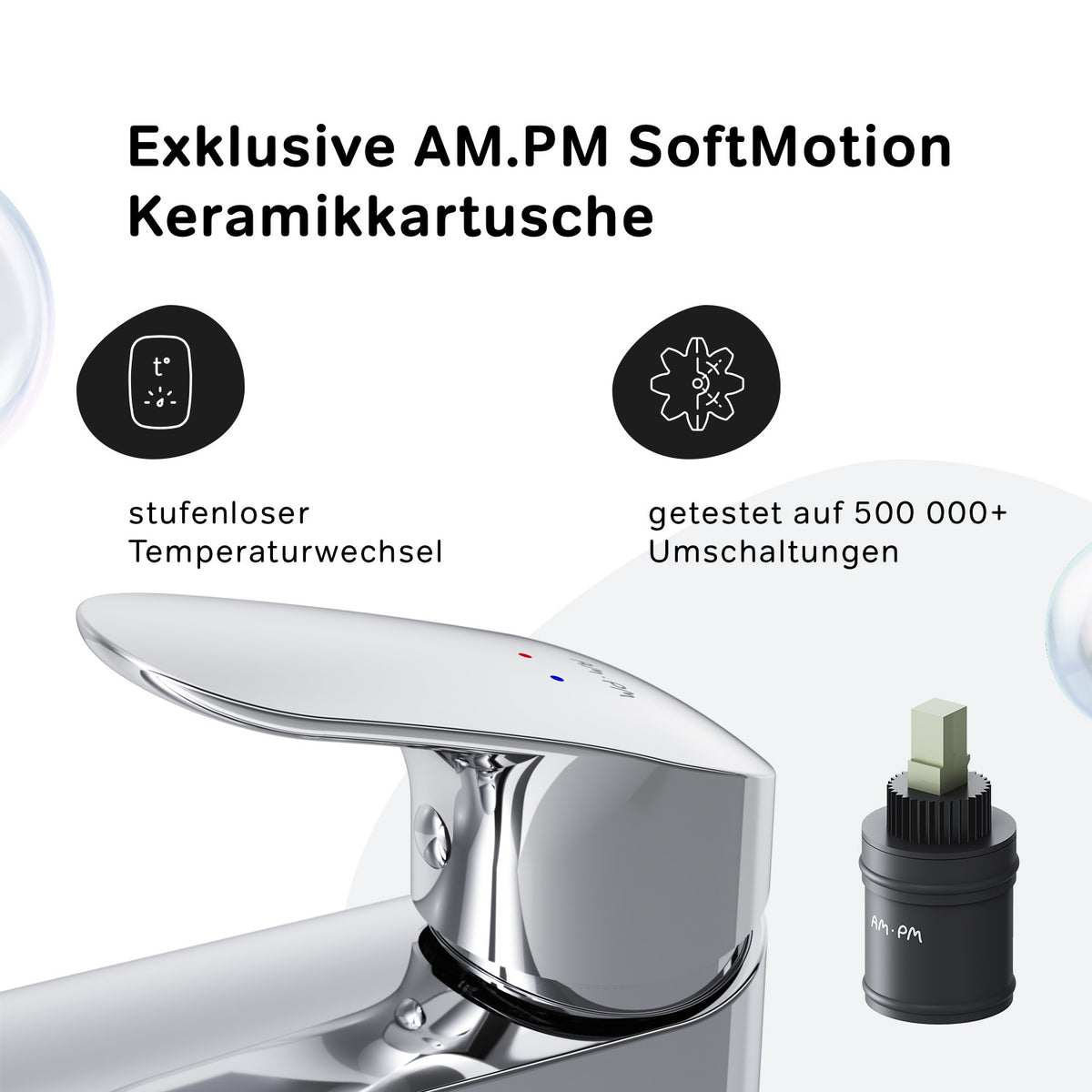 FLA92200 Bad Armatur Like Waschtischarmatur Hoch mit Klick-Ablaufgarnitur Wasserhahn ampm-store.de