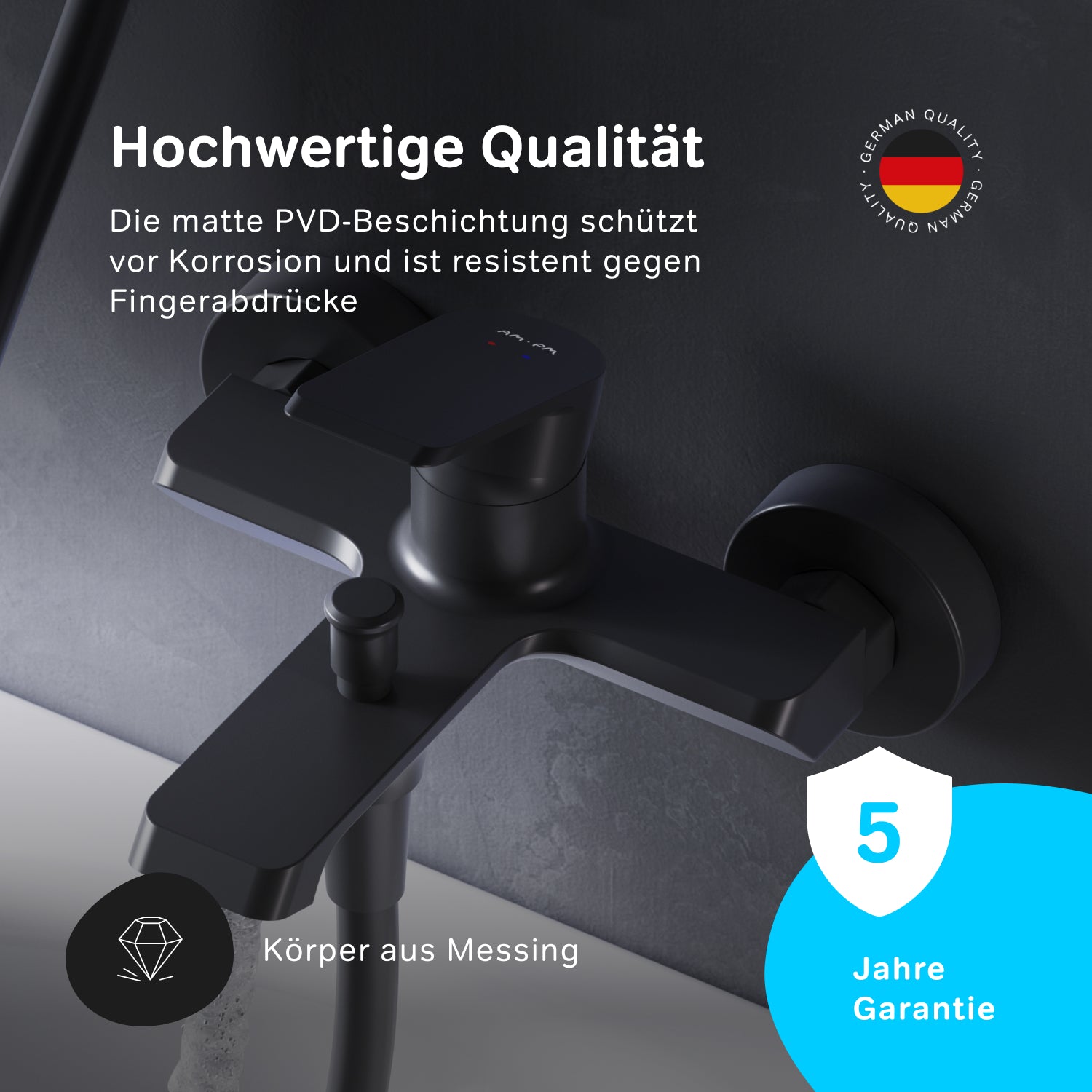 FNA10022 Wannenarmatur Flash Mischbatterie Badewanne Wasserhahn Bad, Schwarz