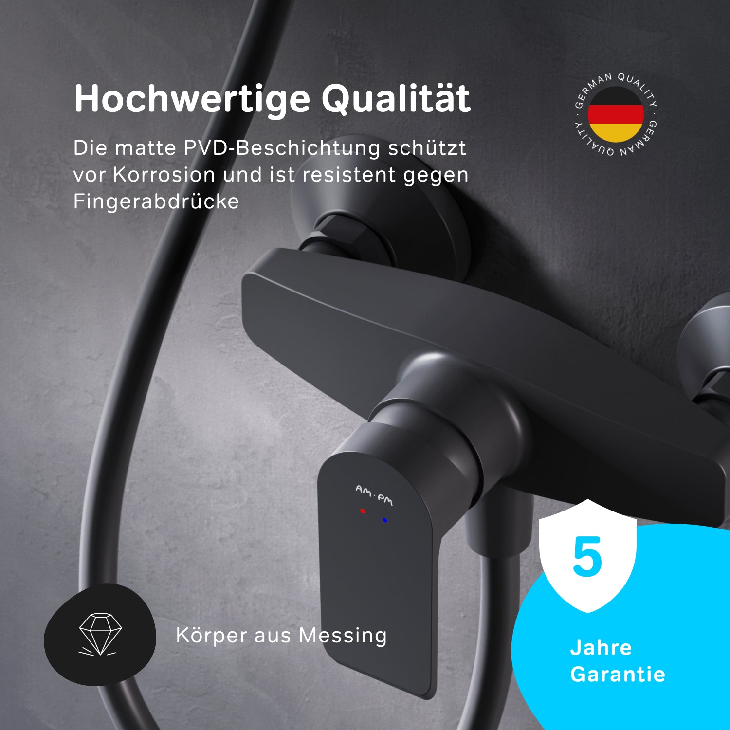 FNA20022 Duscharmatur Flash Brausearmatur Mischbatterie Dusche, Schwarz
