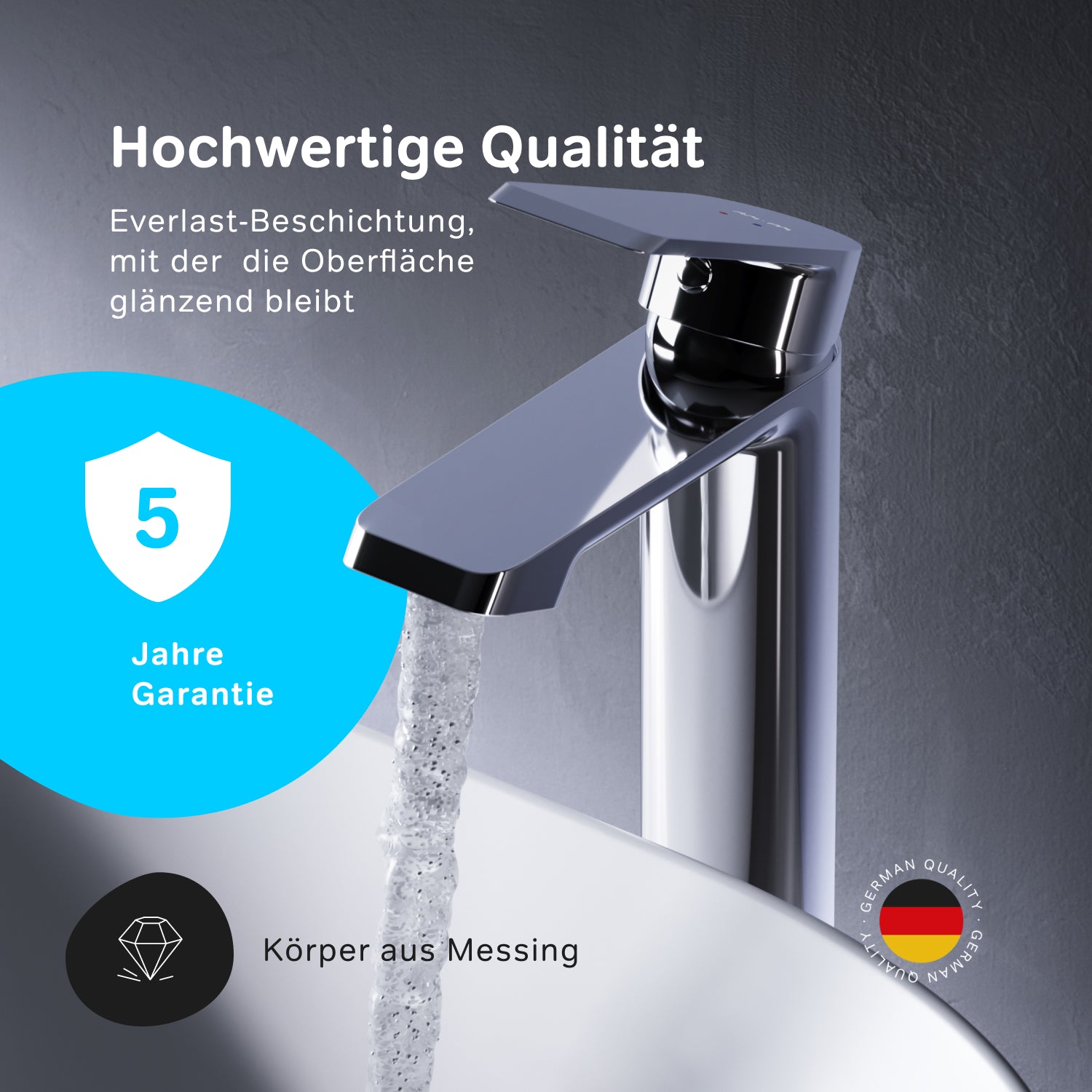 FNA92000 Bad Armatur Flash Waschtischarmatur mit hohem Auslauf Wasserhahn ampm-store.de