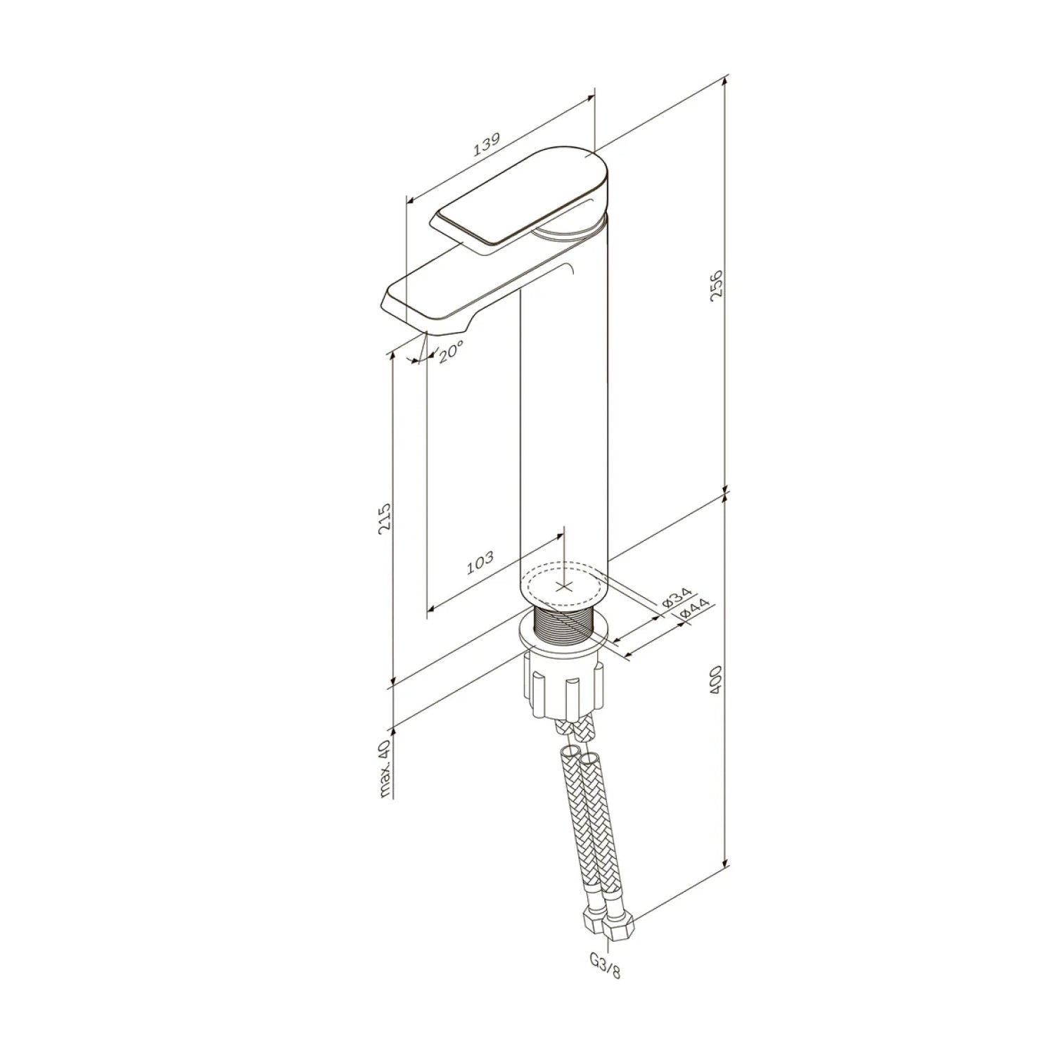 FNA92000 Robinet de lavabo Flash avec robinet à bec haut