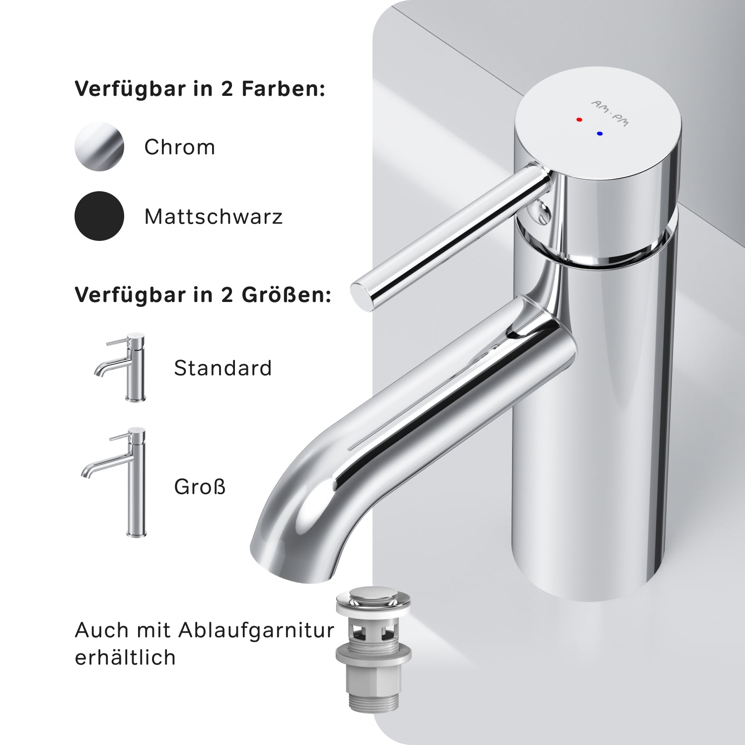 FPA02100 Bad Armatur Spike Waschtischarmatur Wasserhahn ampm-store.de