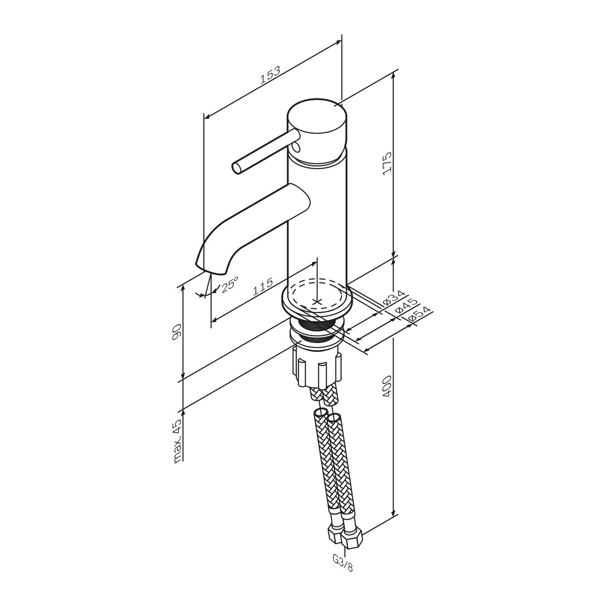 FPA02100 Bad Armatur Spike Waschtischarmatur Wasserhahn ampm-store.de