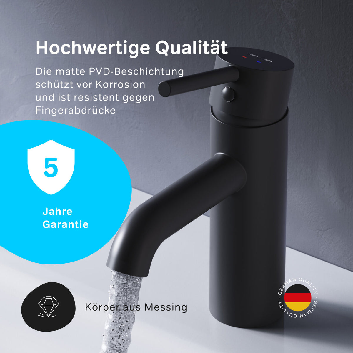 Robinet mitigeur de lavabo Spike, noir–FPA02122