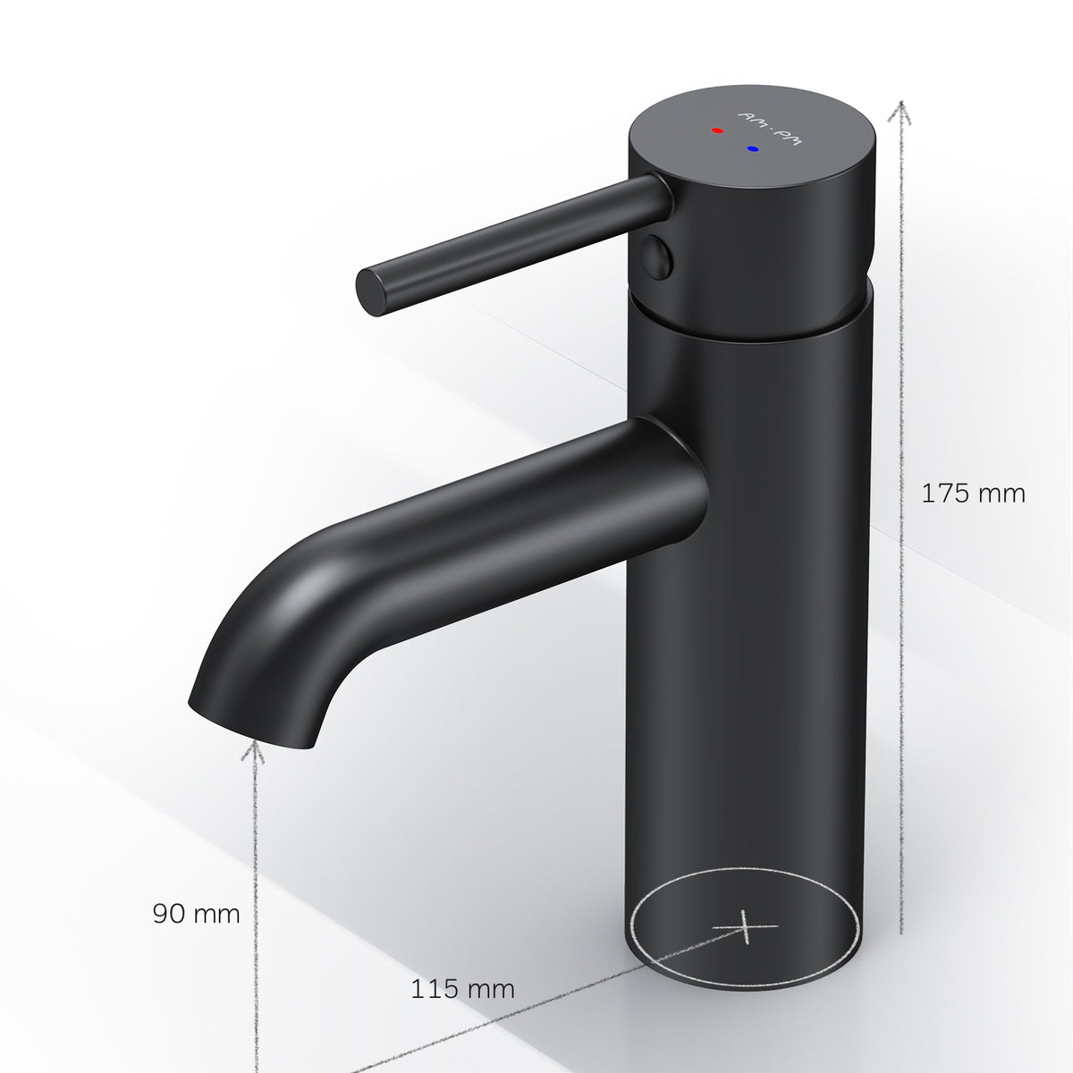 Robinet mitigeur de lavabo Spike, noir–FPA02122