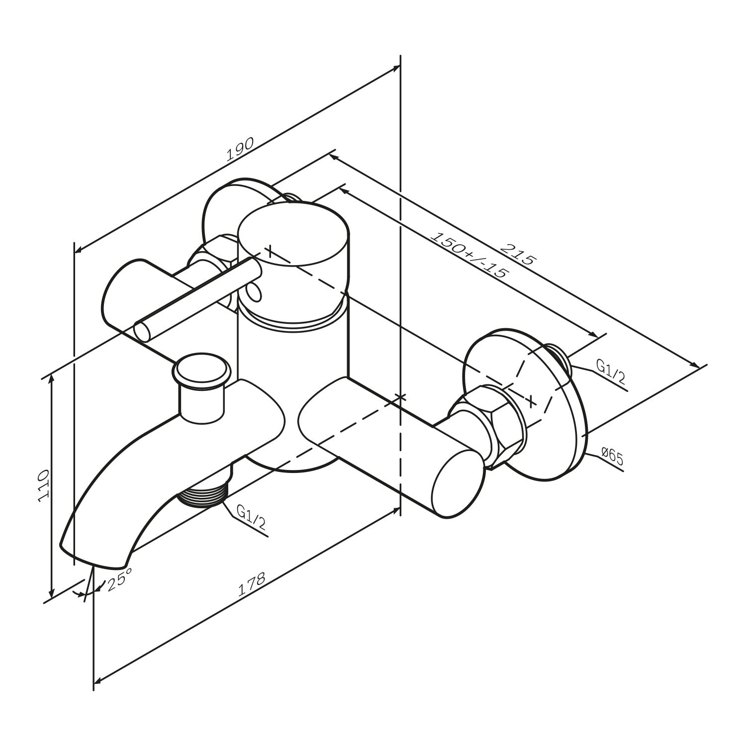 Robinet de baignoire FPA10022 Mitigeur à pointes Robinet de baignoire Salle de bain Noir