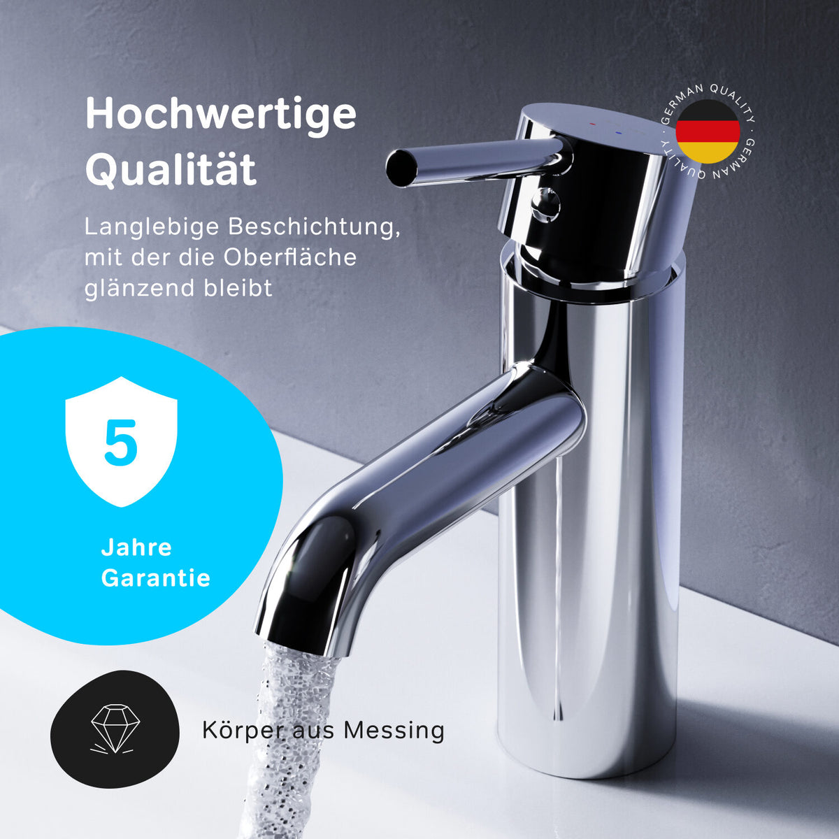 FPA82100 Bad Armatur Spike Waschtischarmatur mit Klick-Ablaufgarnitur Wasserhahn ampm-store.de