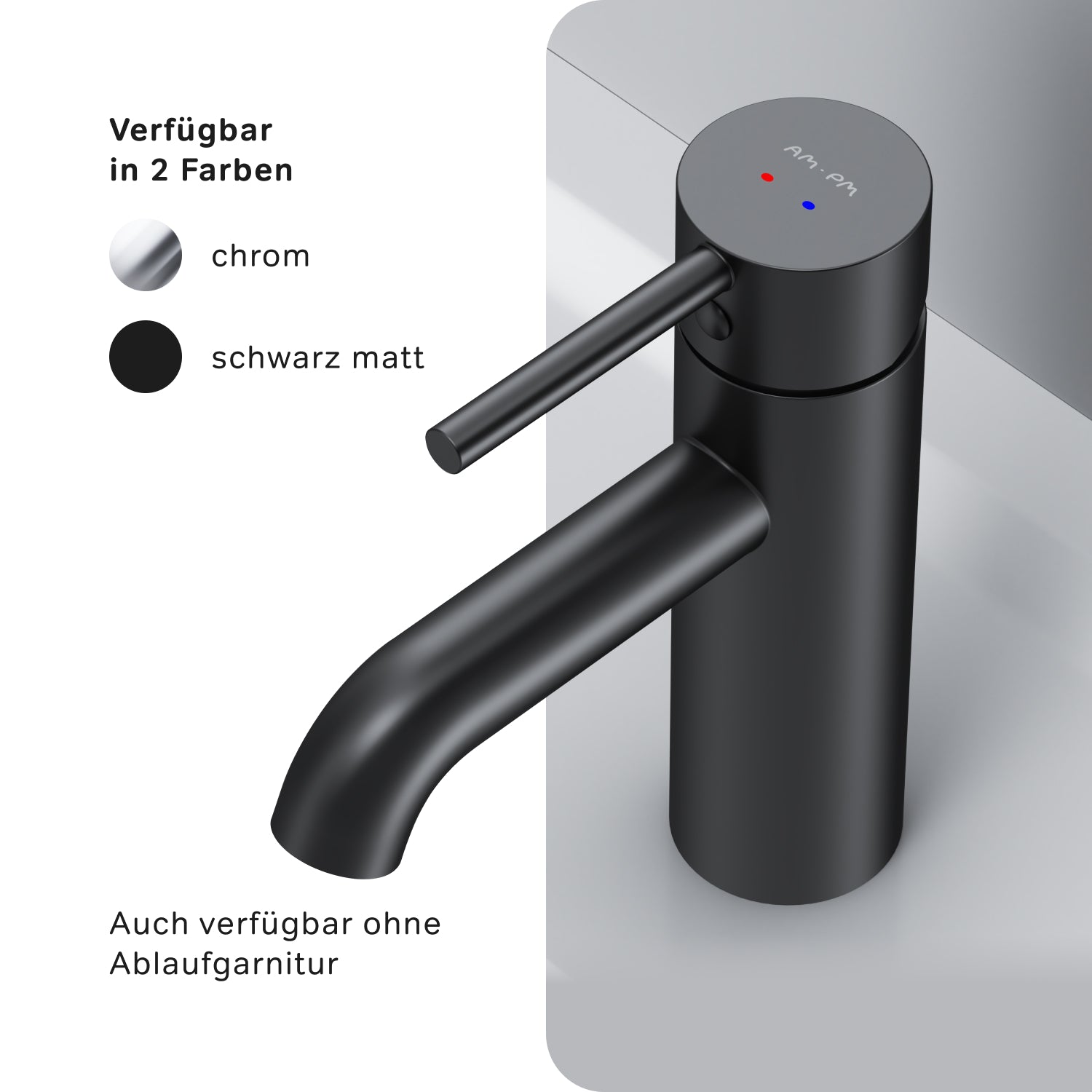 FPA82122 Robinet de salle de bain Mélangeur de lavabo à pointe avec robinet de vidage à clic, Noir