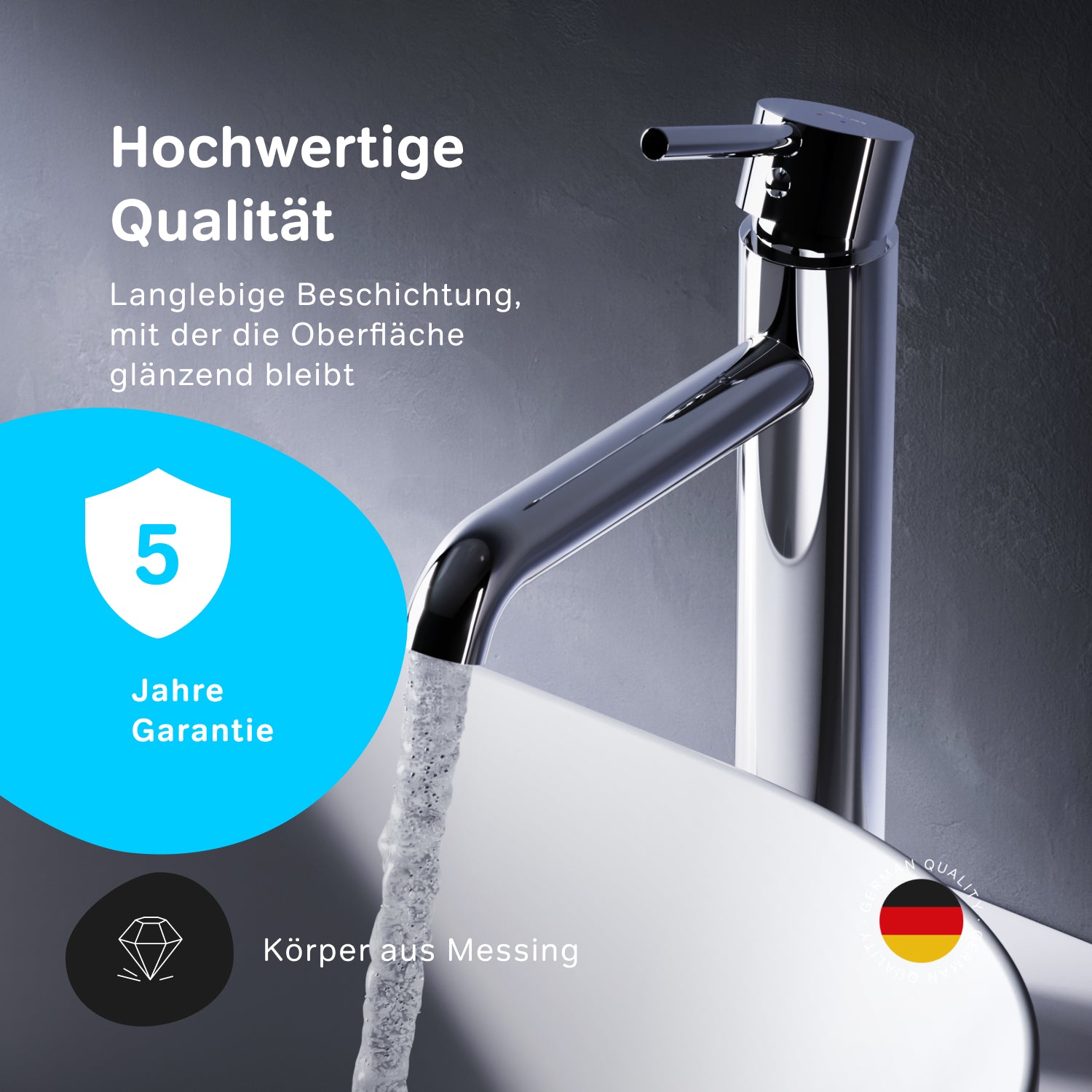 FPA92000 Bad Armatur Spike Waschtischarmatur mit hohem Auslauf Wasserhahn ampm-store.de
