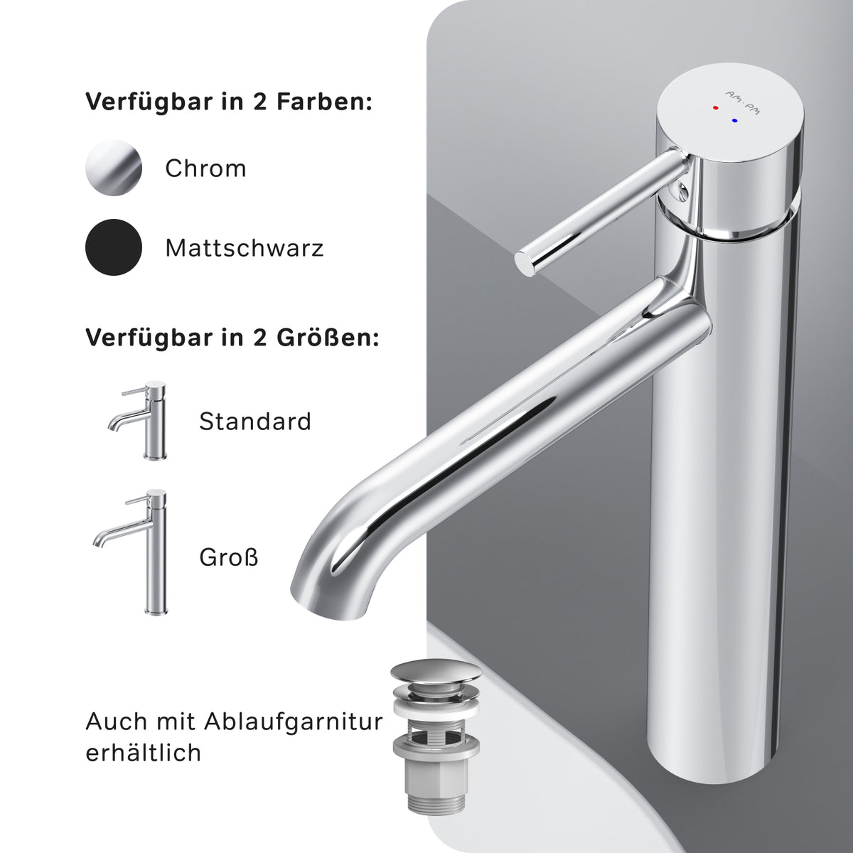 FPA92000 Bad Armatur Spike Waschtischarmatur mit hohem Auslauf Wasserhahn ampm-store.de