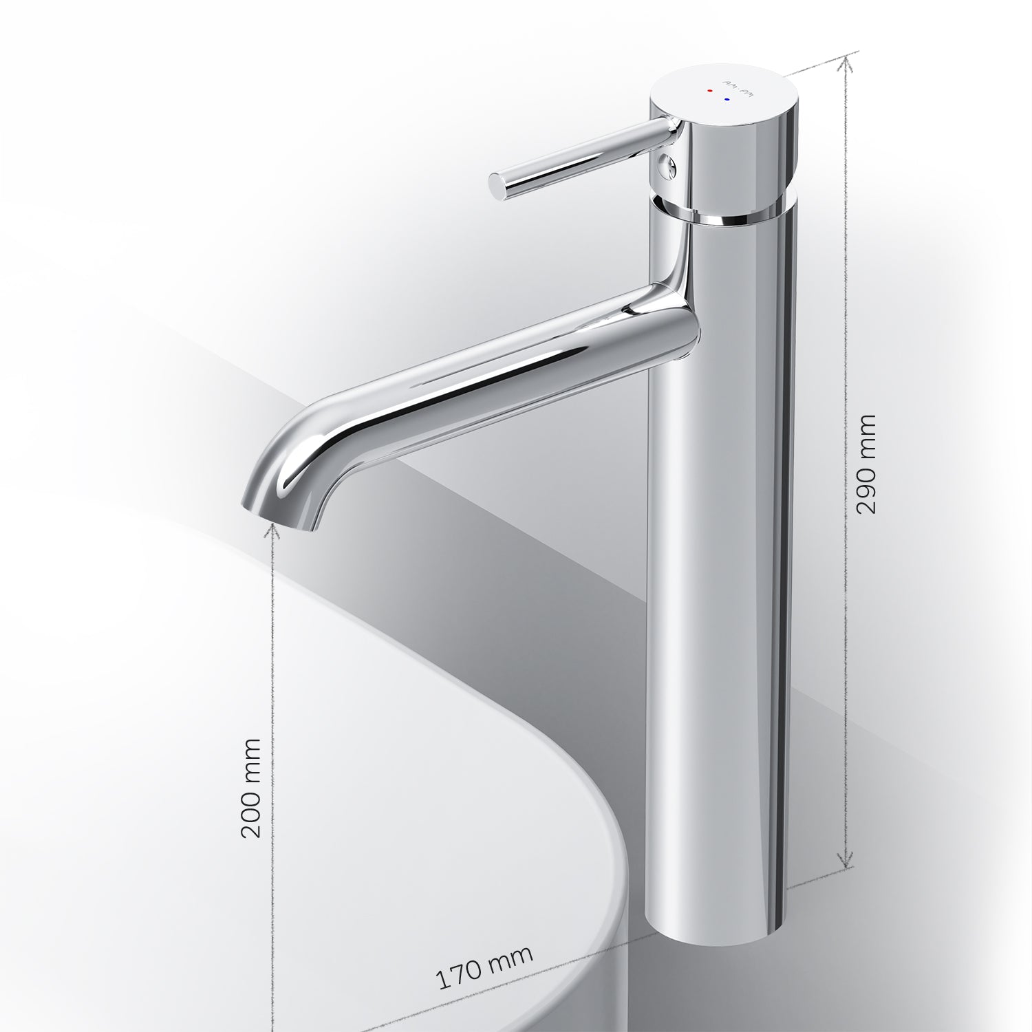 FPA92000 Bad Armatur Spike Waschtischarmatur mit hohem Auslauf Wasserhahn ampm-store.de