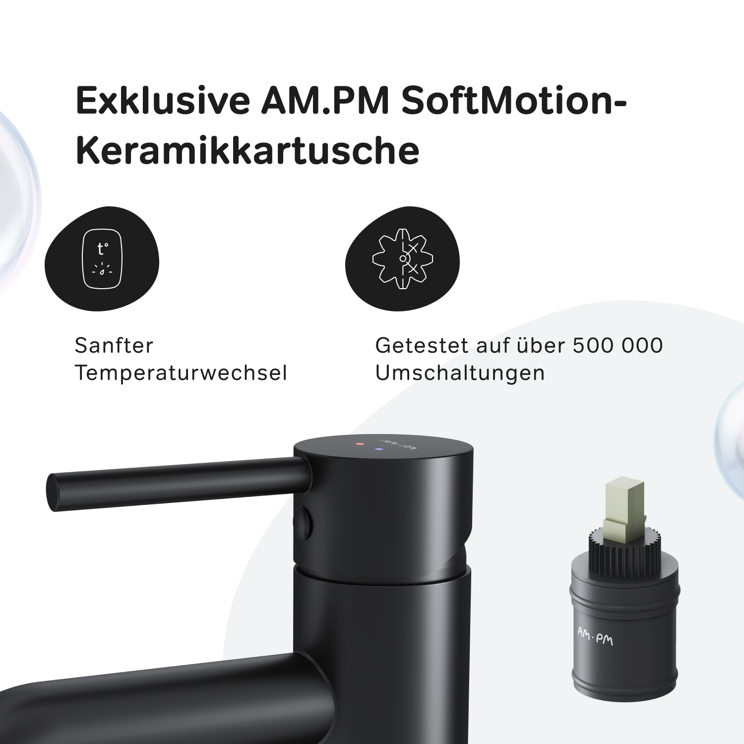FPA92022 Bad Armatur Spike Waschtischarmatur mit hohem Auslauf Wasserhahn Schwarz