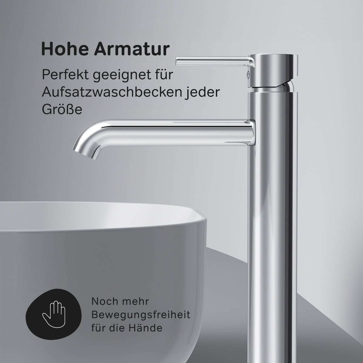FPA92200 Bad Armatur Spike Waschtischarmatur Hoch mit Klick-Ablaufgarnitur Wasserhahn ampm-store.de