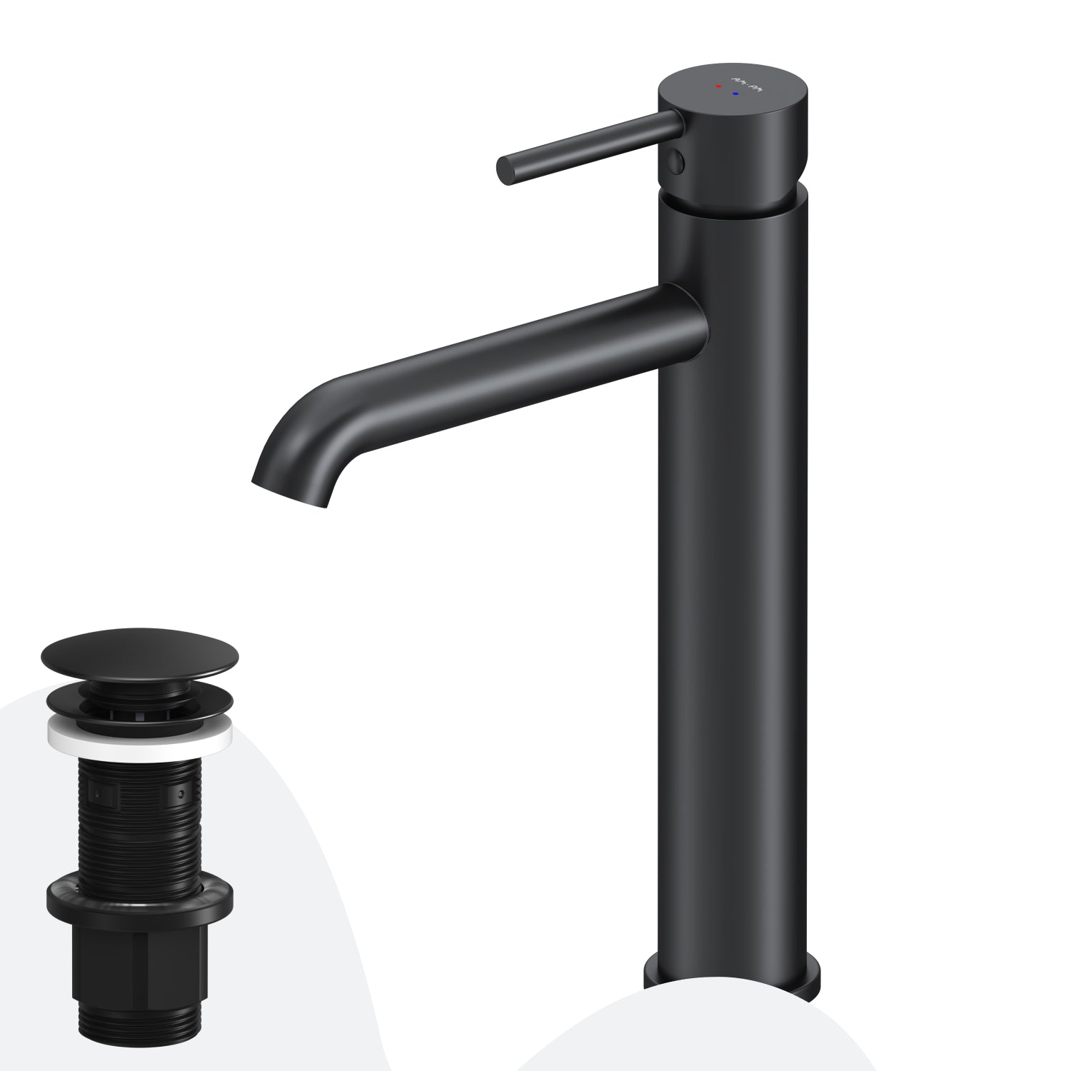 Robinet de salle de bain à picots FPA92222, robinet de lavabo haut avec bonde à clic, noir