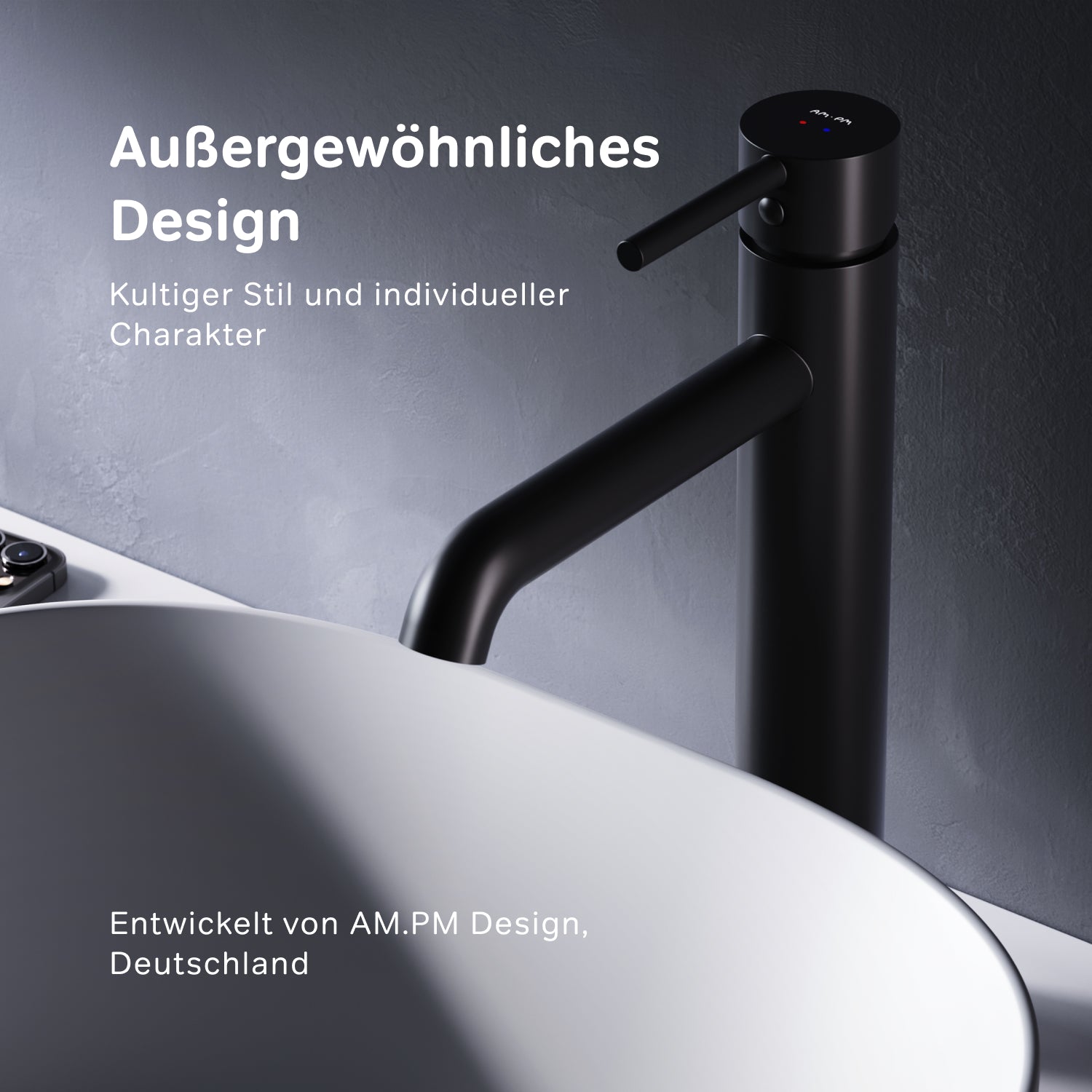 Robinet de salle de bain à picots FPA92222, robinet de lavabo haut avec bonde à clic, noir