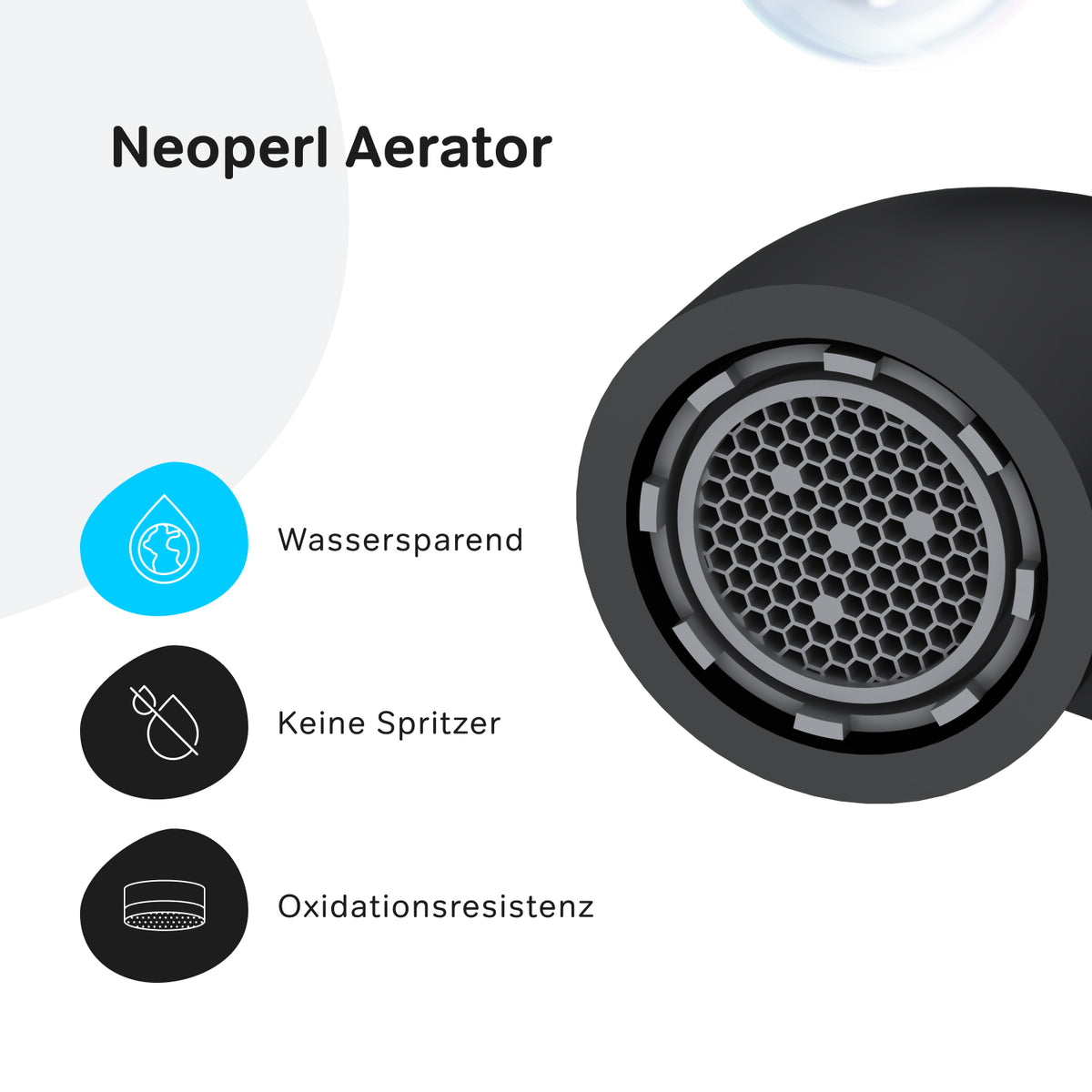 Robinet mitigeur de lavabo haut à pointe avec bonde clic, noir–FPA92222
