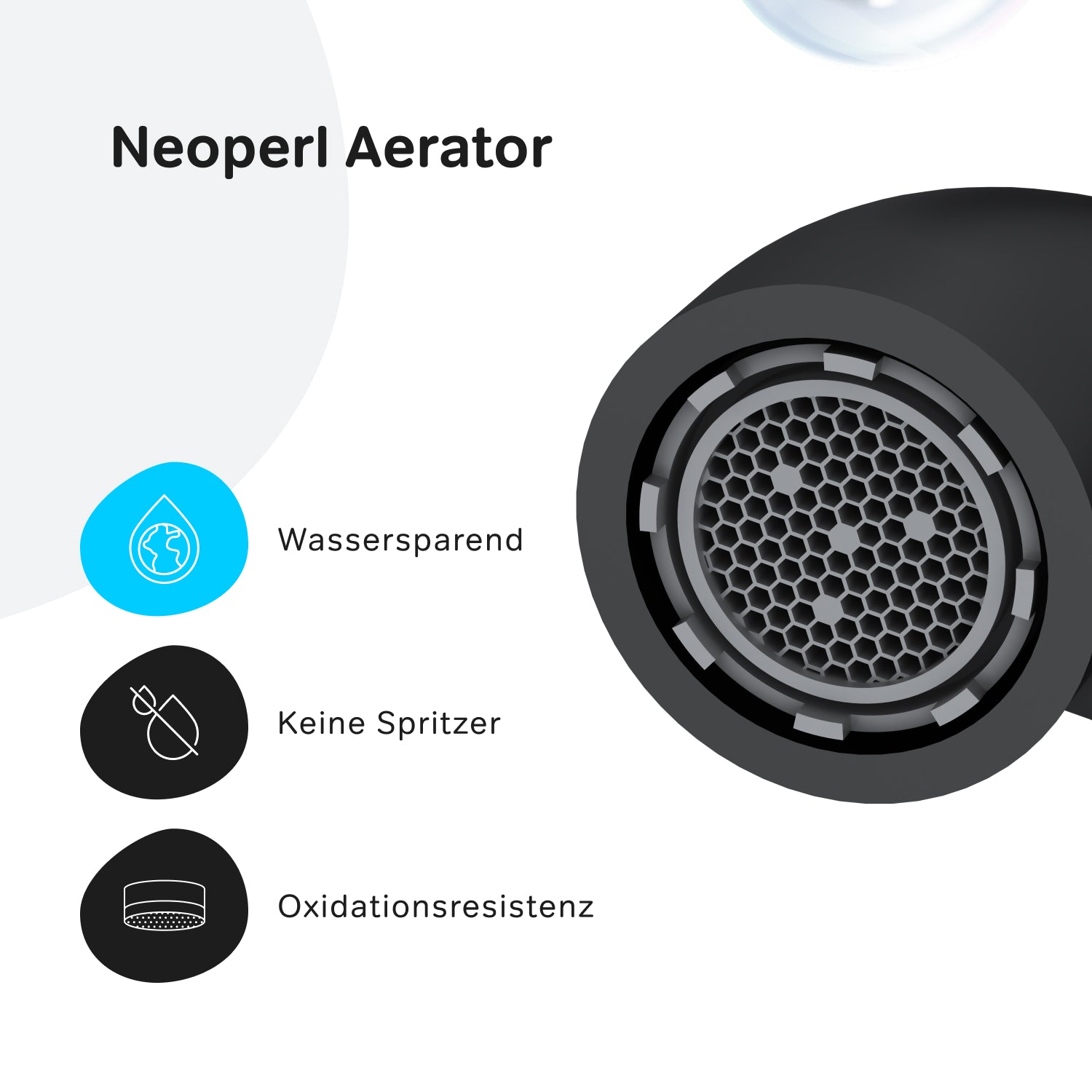 FPA92222 Bad Armatur Spike Waschtischarmatur Hoch mit Klick-Ablaufgarnitur Wasserhahn Schwarz