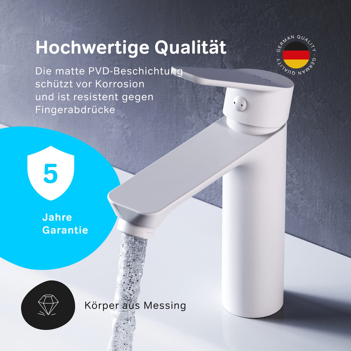 FTA02133 Bad Armatur Hit Waschtischarmatur S-Größe Wasserhahn, Weiß ampm-store.de