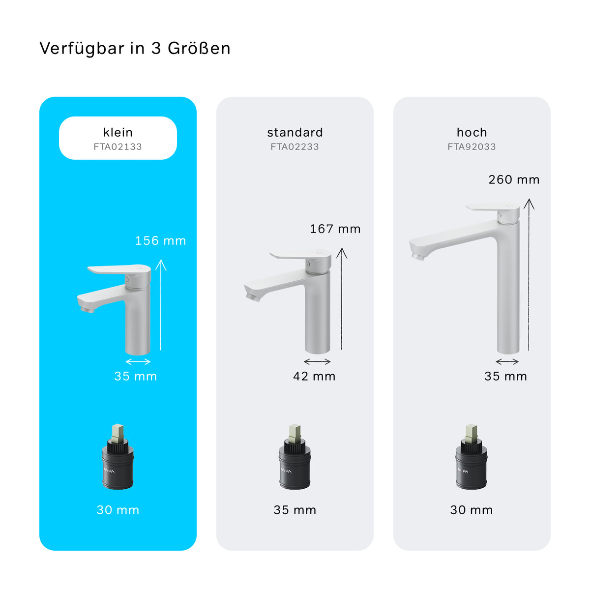 FTA02133 Bad Armatur Hit Waschtischarmatur S-Größe Wasserhahn, Weiß ampm-store.de