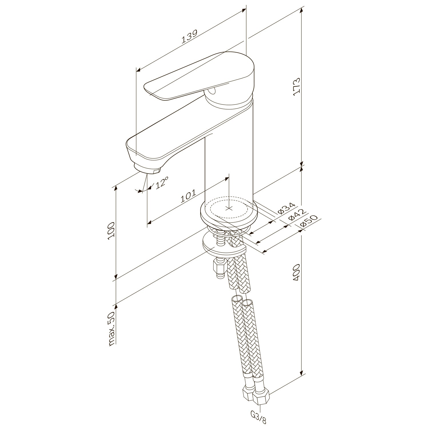 Robinet de salle de bain FTA02200 Robinet de lavabo Hit M-Taille du robinet