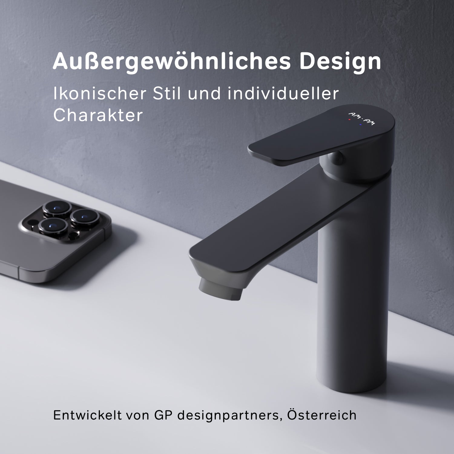 FTA02222 Bad Armatur Hit Waschtischarmatur M-Größe Wasserhahn, Schwarz ampm-store.de