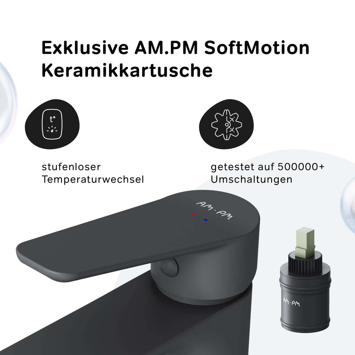 FTA02222 Bad Armatur Hit Waschtischarmatur M-Größe Wasserhahn, Schwarz ampm-store.de