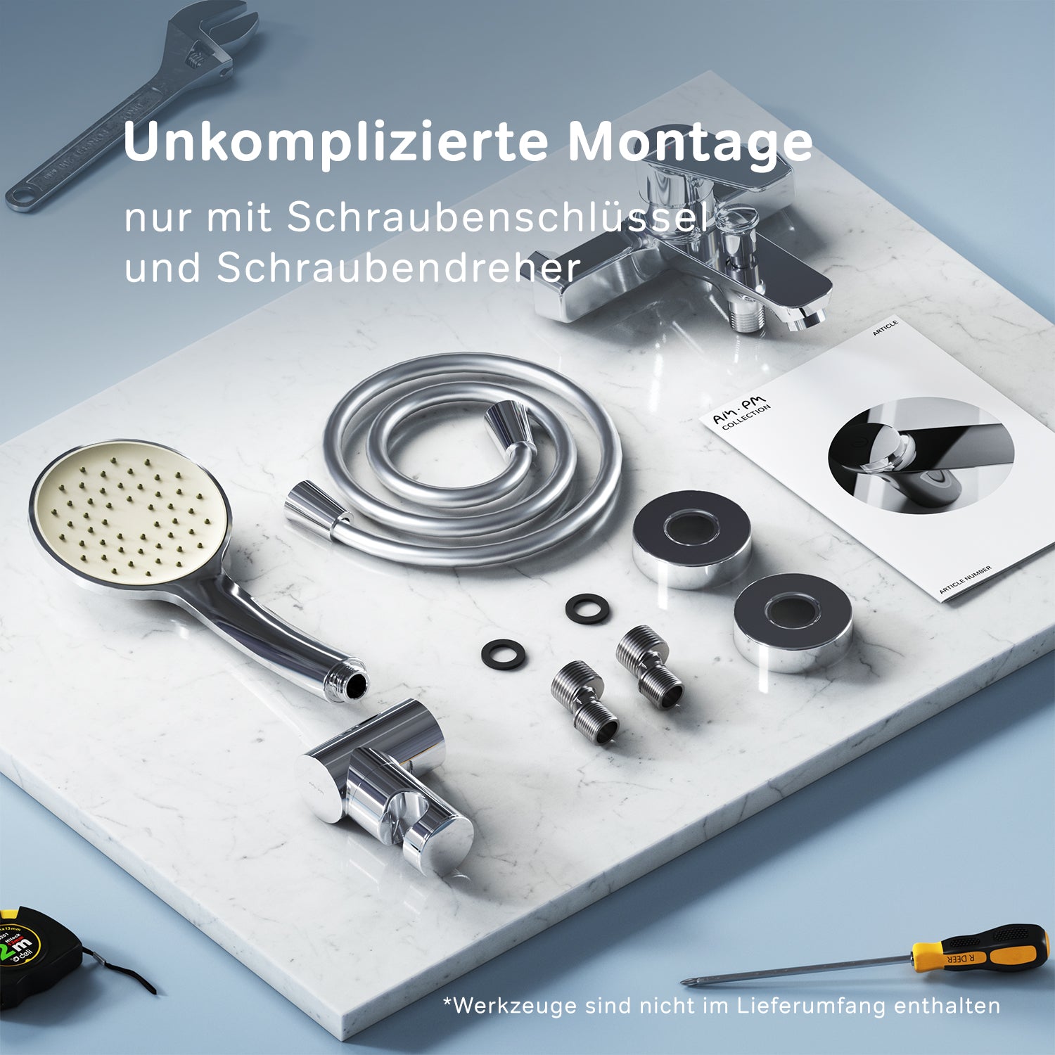 Wannenarmatur mit Handbrause und Halter Hit FTA15000 Mischbatterie Badewanne Wasserhahn Bad