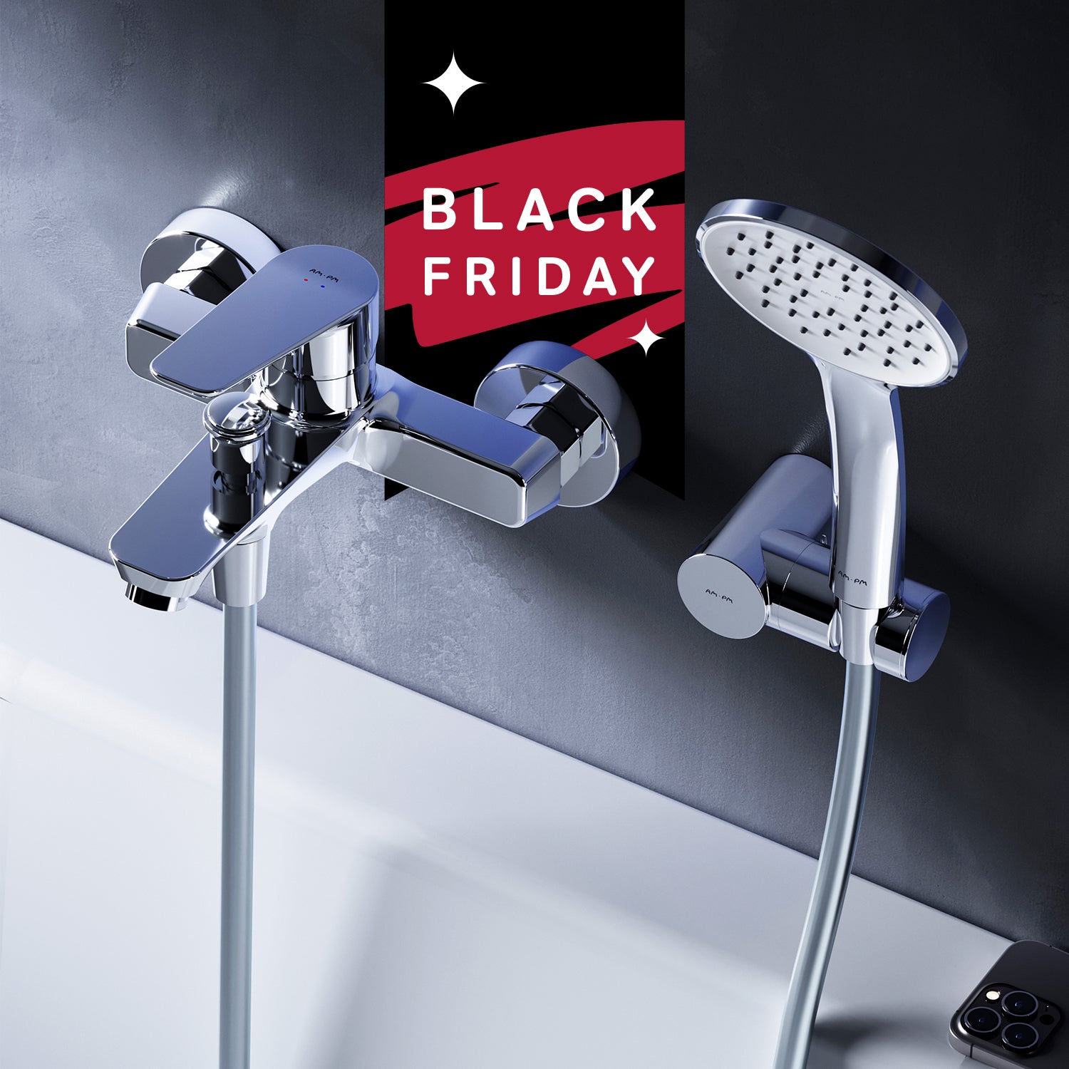 FTA15000 Wannenarmatur mit Handbrause und Halter Hit Mischbatterie Badewanne Wasserhahn Bad