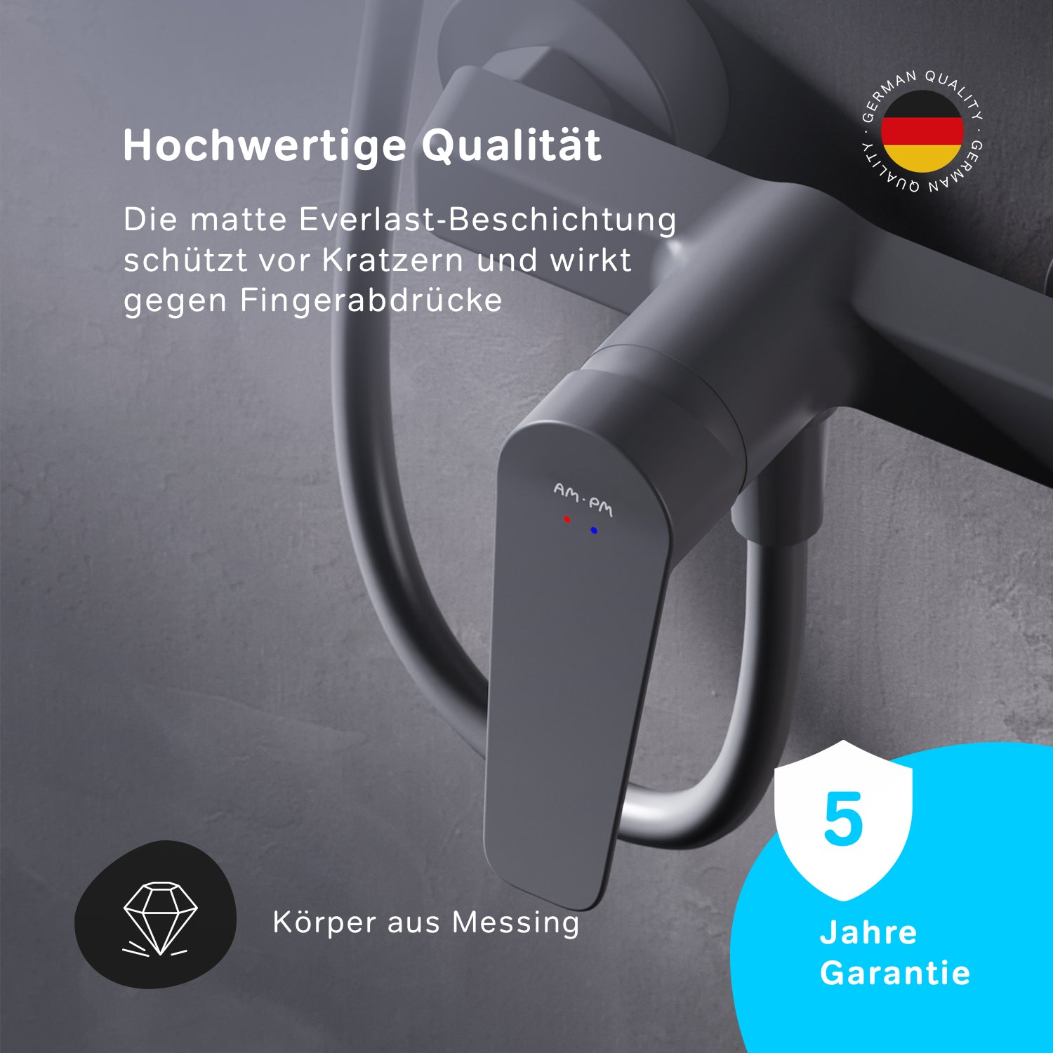 FTA20022 Duscharmatur Hit Brausearmatur Mischbatterie Dusche, Schwarz ampm-store.de