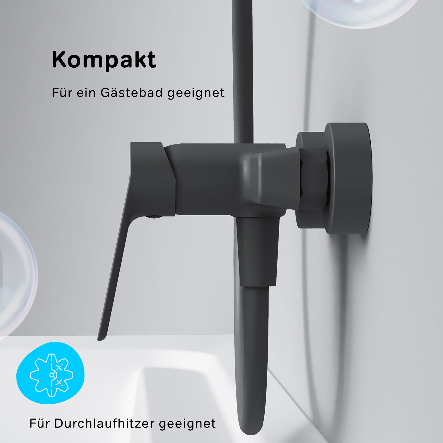 FTA20022 Duscharmatur Hit Brausearmatur Mischbatterie Dusche, Schwarz ampm-store.de