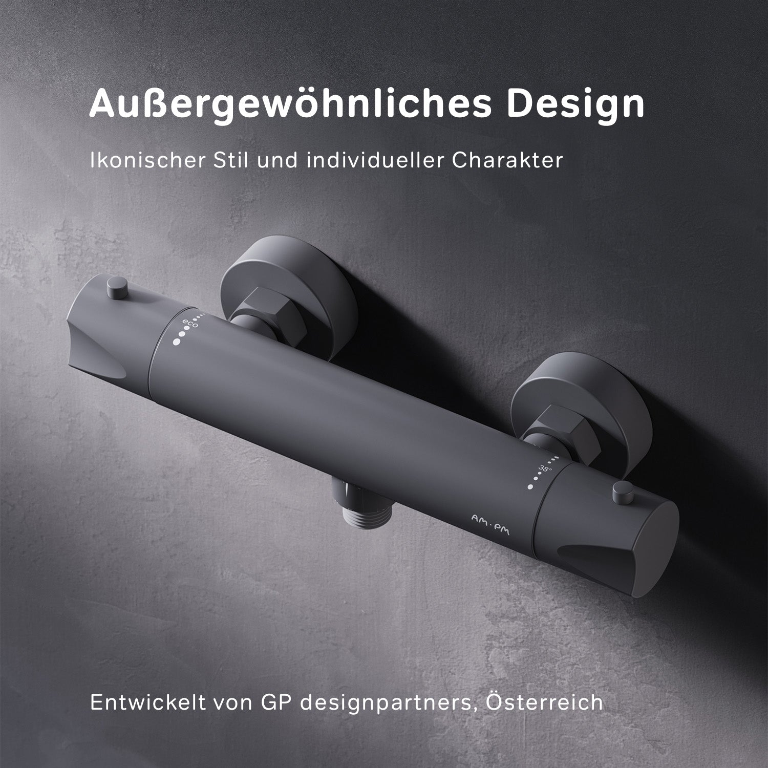 FTA40022 Duscharmatur Thermostat Hit Brausearmatur Mischbatterie Dusche, Schwarz ampm-store.de