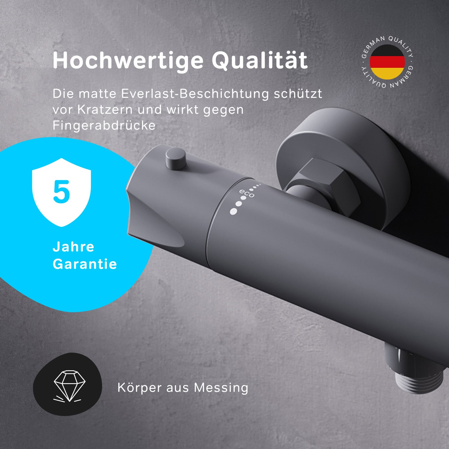 FTA40022 Duscharmatur Thermostat Hit Brausearmatur Mischbatterie Dusche, Schwarz ampm-store.de