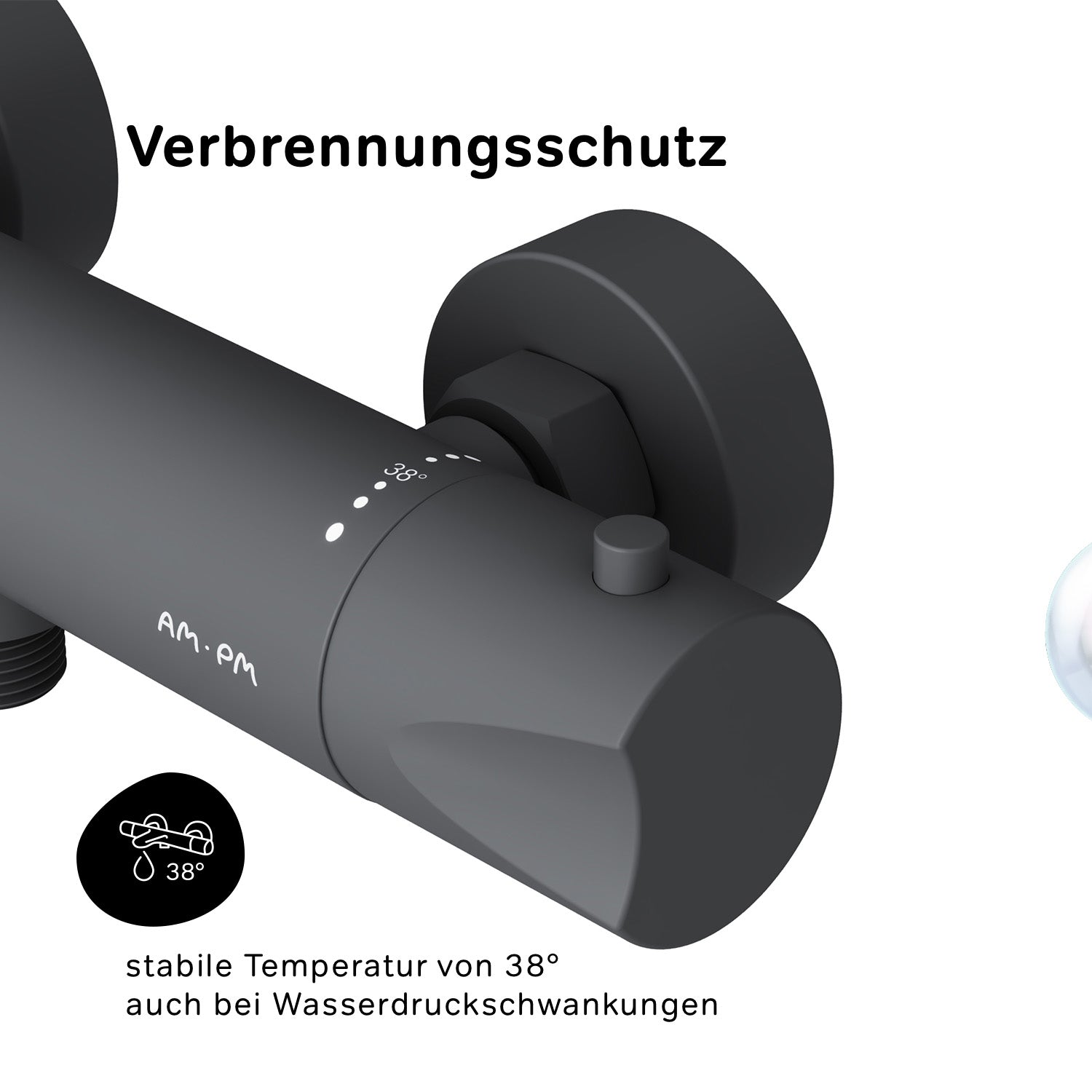 FTA40022 Duscharmatur Thermostat Hit Brausearmatur Mischbatterie Dusche, Schwarz ampm-store.de
