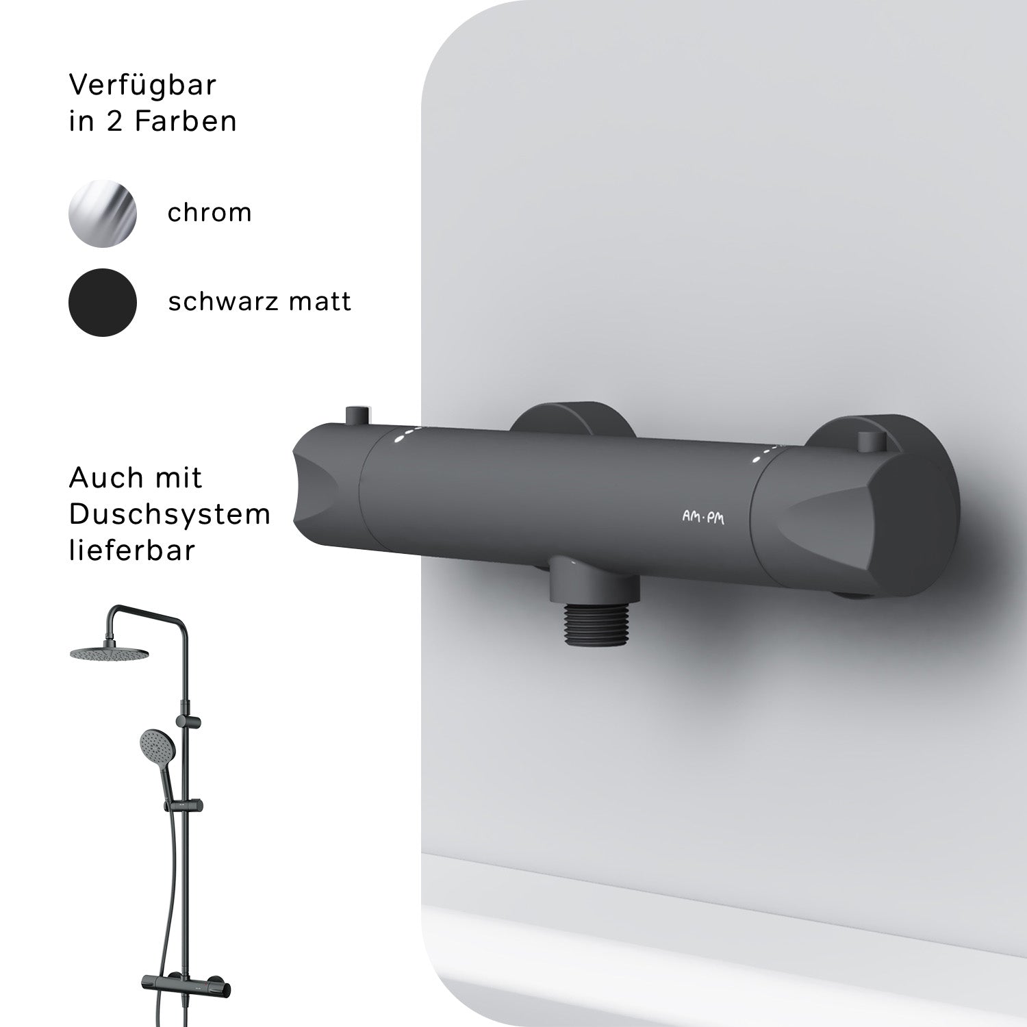 FTA40022 Duscharmatur Thermostat Hit Brausearmatur Mischbatterie Dusche, Schwarz ampm-store.de