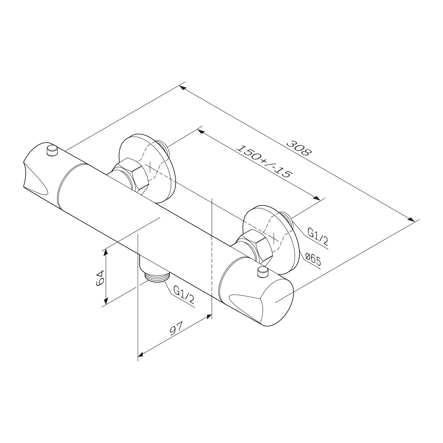 FTA40022 Duscharmatur Thermostat Hit Brausearmatur Mischbatterie Dusche, Schwarz ampm-store.de