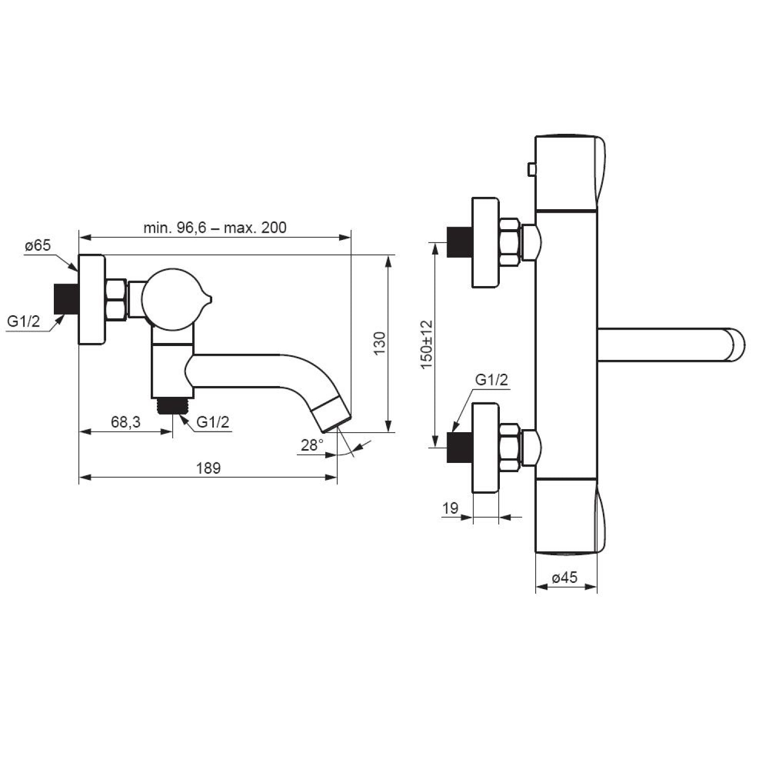 FTA50000 Wannenarmatur Hit Thermostat Mischbatterie Badewanne Wasserhahn Bad ampm-store.de