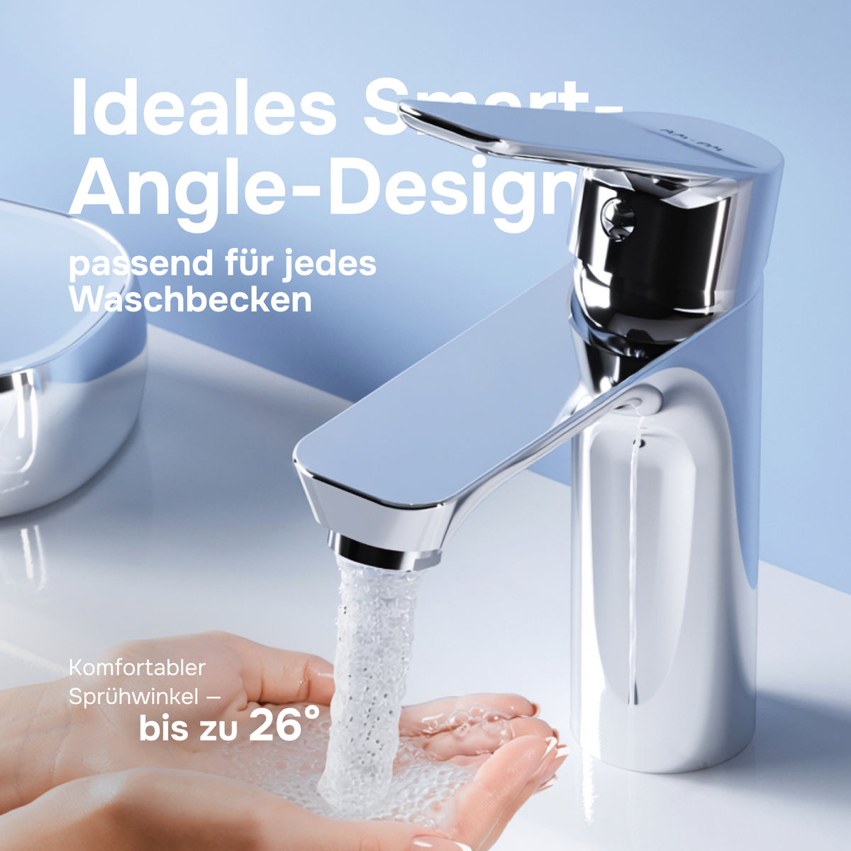 Actionnez le robinet du lavabo S-Dimensions avec raccord de vidange à enclenchement–FTA82100