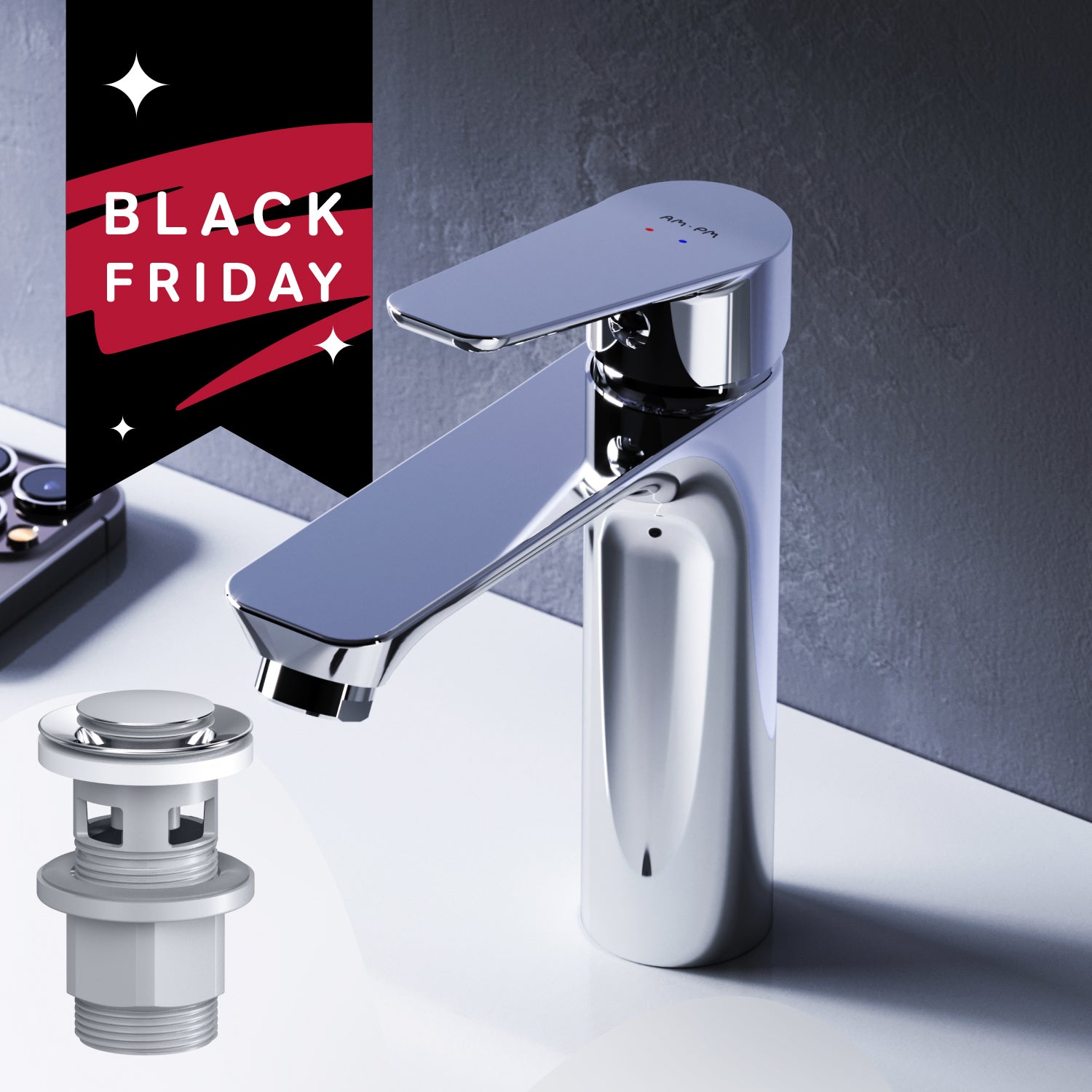 FTA82100 Bad Armatur Hit Waschtischarmatur S-Größe mit Klick-Ablaufgarnitur Wasserhahn