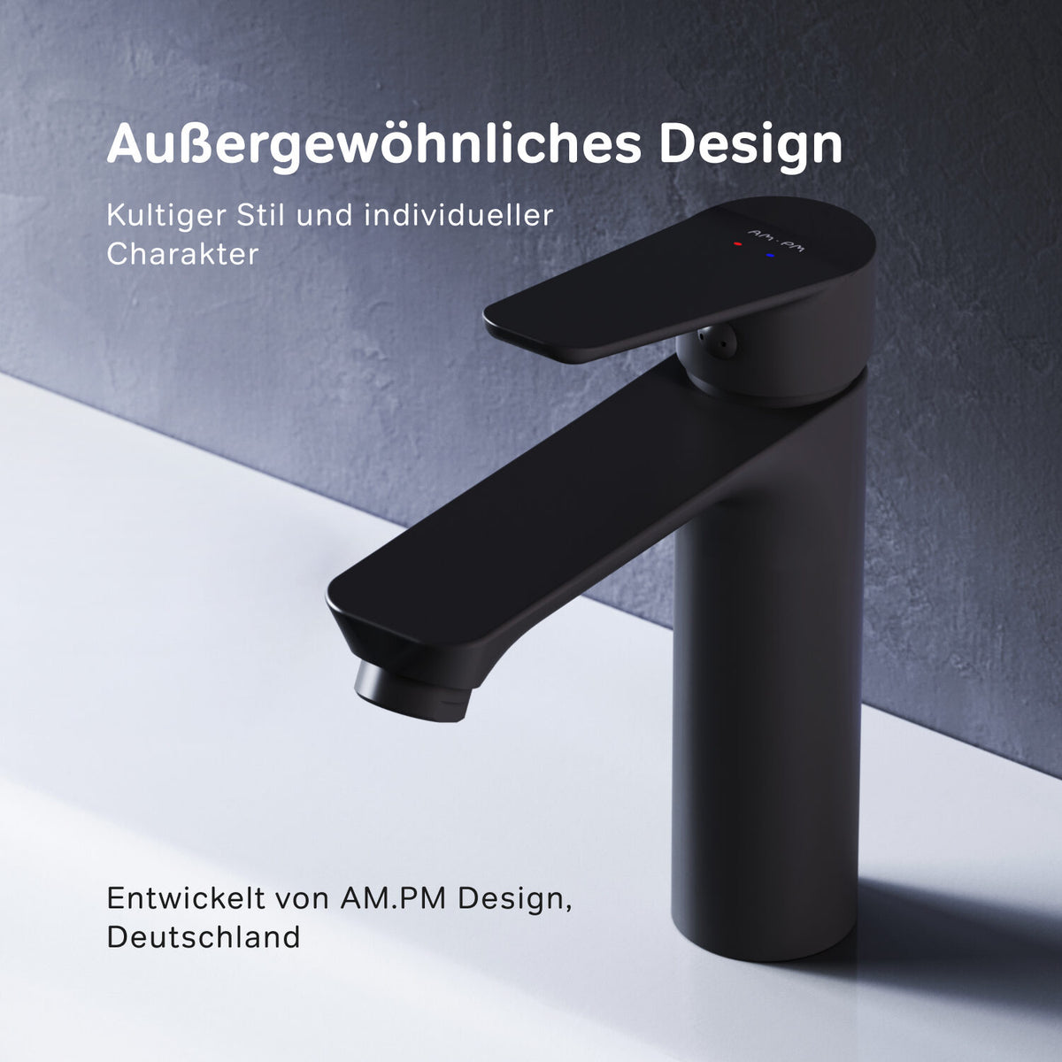 FTA82122 Bad Armatur Hit Waschtischarmatur S-Größe mit Klick-Ablaufgarnitur Wasserhahn, Schwarz ampm-store.de