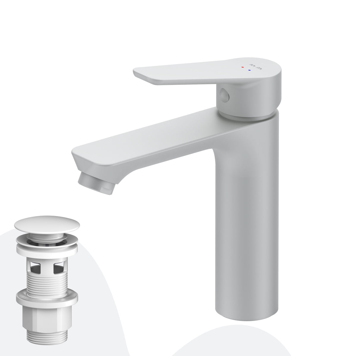FTA82133 Bad Armatur Hit Waschtischarmatur S-Größe mit Klick-Ablaufgarnitur Wasserhahn, Weiß ampm-store.de